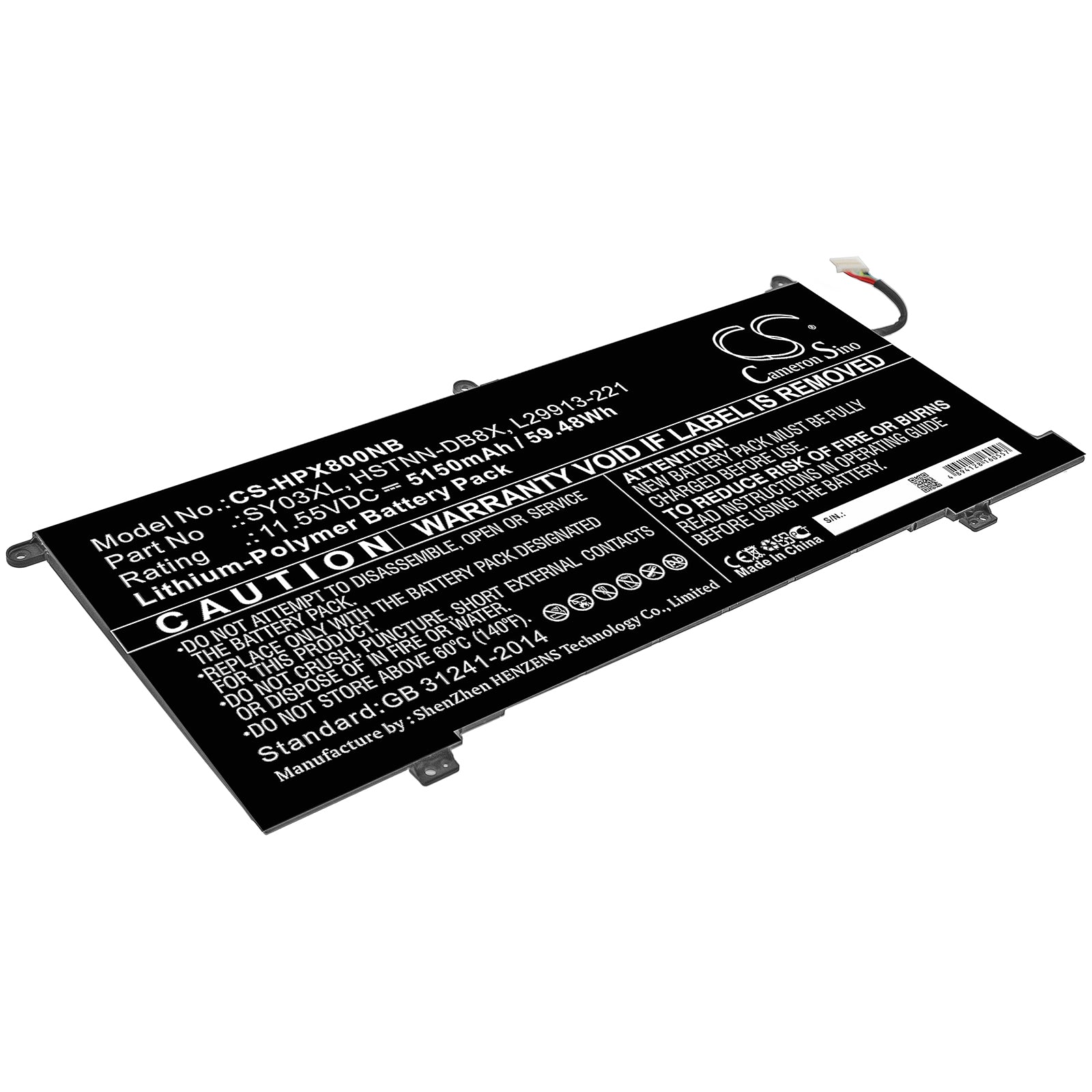 5150mAh Battery for HP Chromebook X360 14 G1/14-DA Series Laptop - 11.55V 59.48Wh Replacement