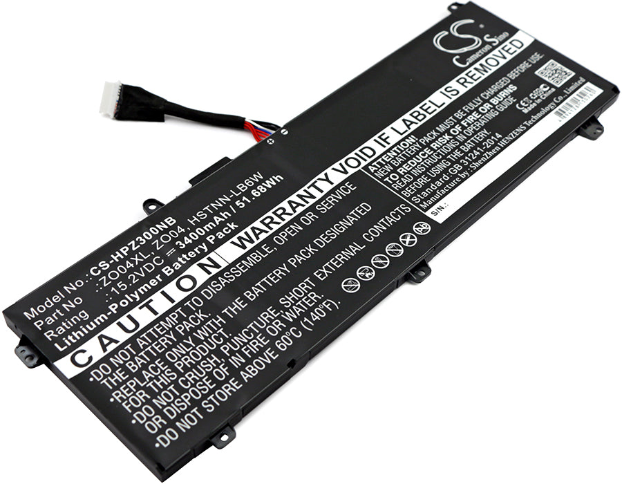 51.68Wh 3400mAh Battery for HP ZBook Studio G3 G4 - ZO04XL, 808450-001 Laptop Replacement