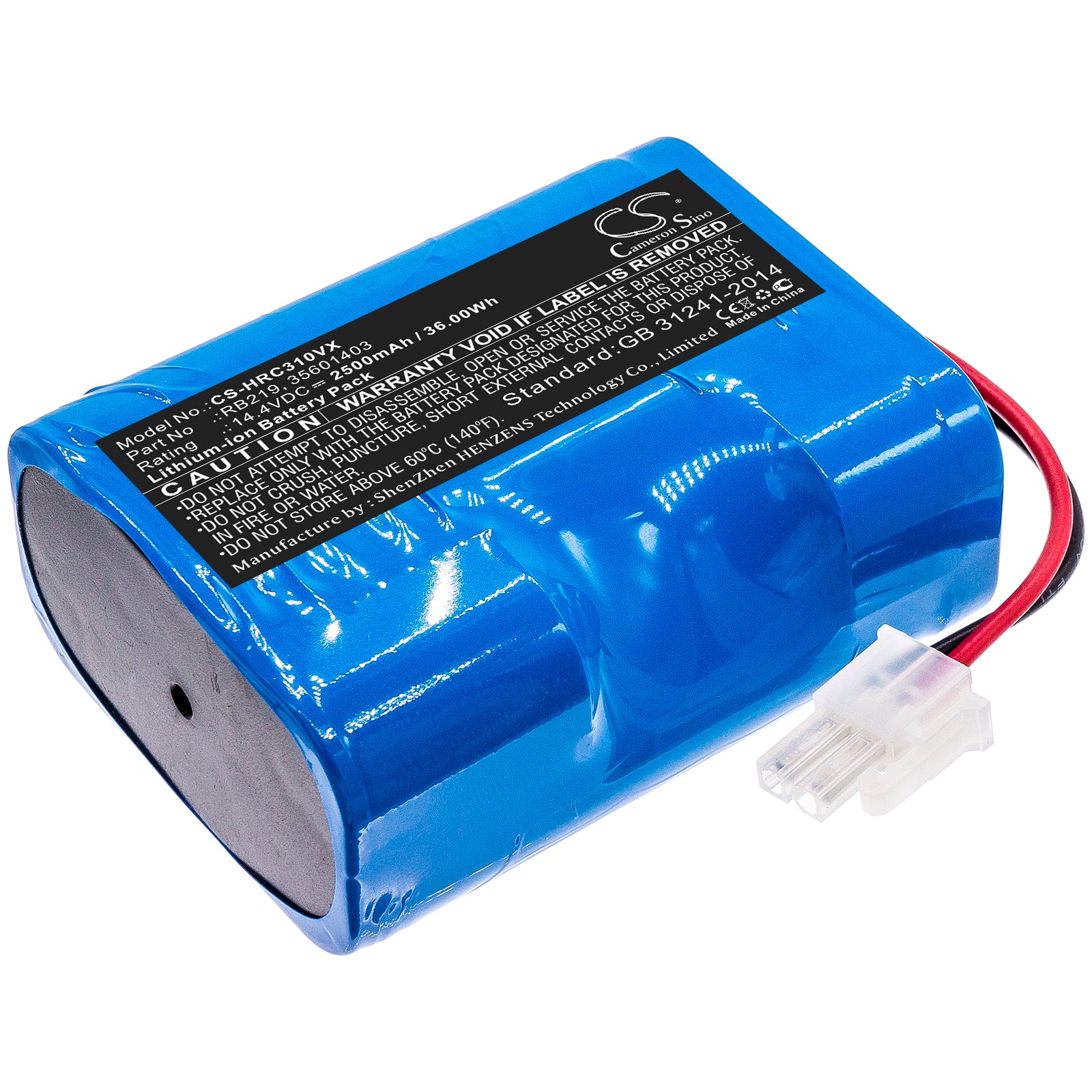14.4V 2500mAh Li-ion Replacement Battery for Hoover Robotic Vacuums RBC030, RBC050, RBC090 Series - Extended Life!