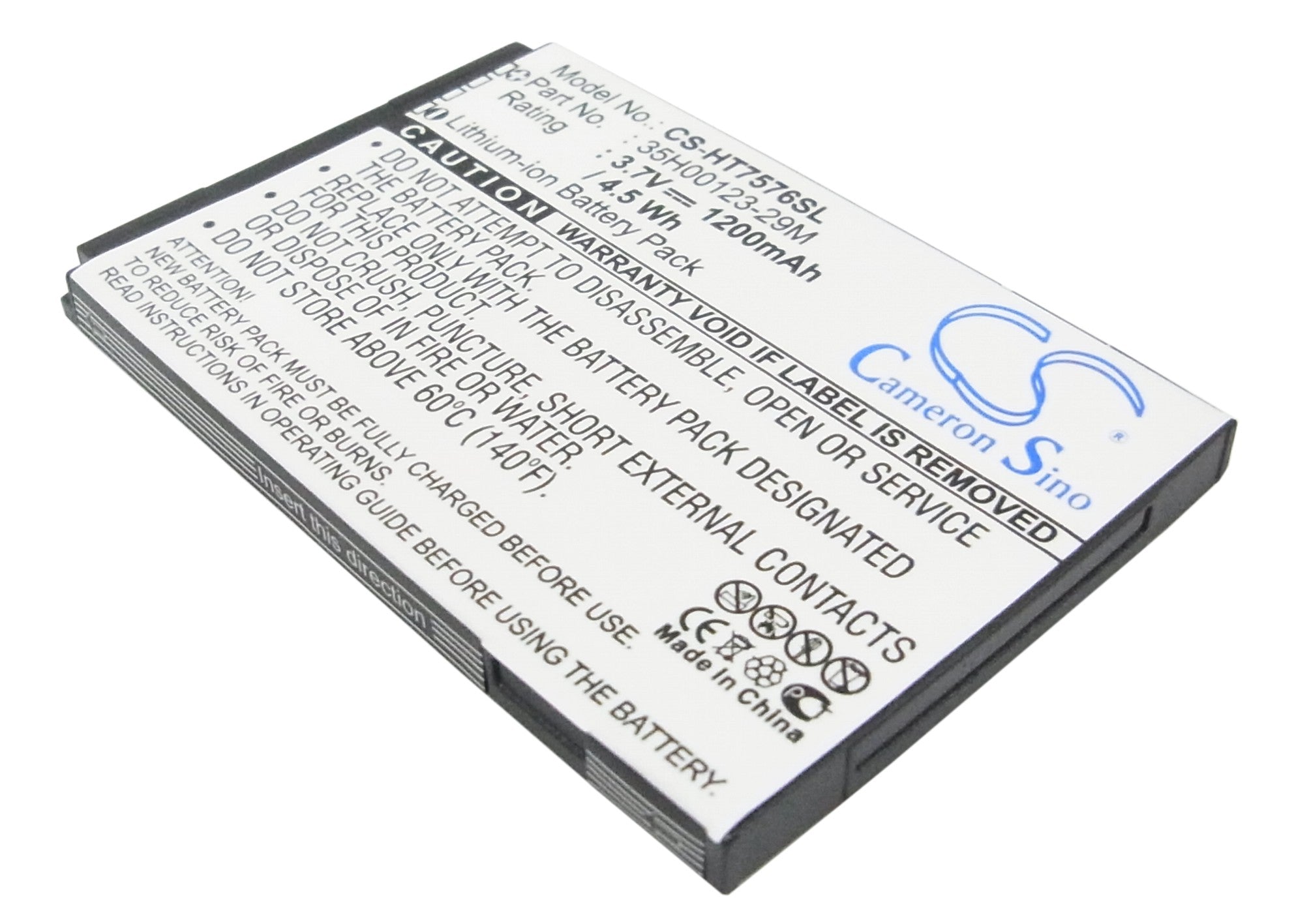 1200mAh Battery Replacement for HTC 7 Pro T7576 Smartphone - 3.7V Li-ion - 35H00123-29M, BA S550
