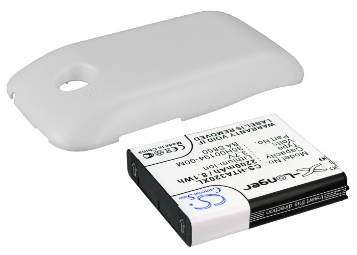 HTC Desire C A320E Battery - 2200mAh Replacement Li-ion - BA S850 Compatible, 3.7V, 53.4x43.2x10.6mm