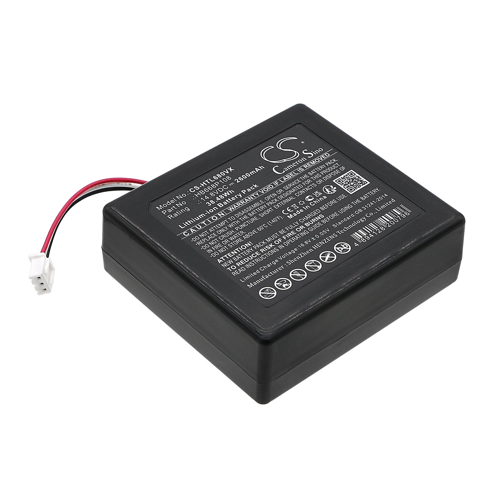 2600mAh Replacement Battery for HOBOT Legee 668/669 Vacuum - 14.8V Li-ion, 38.48Wh Power Upgrade