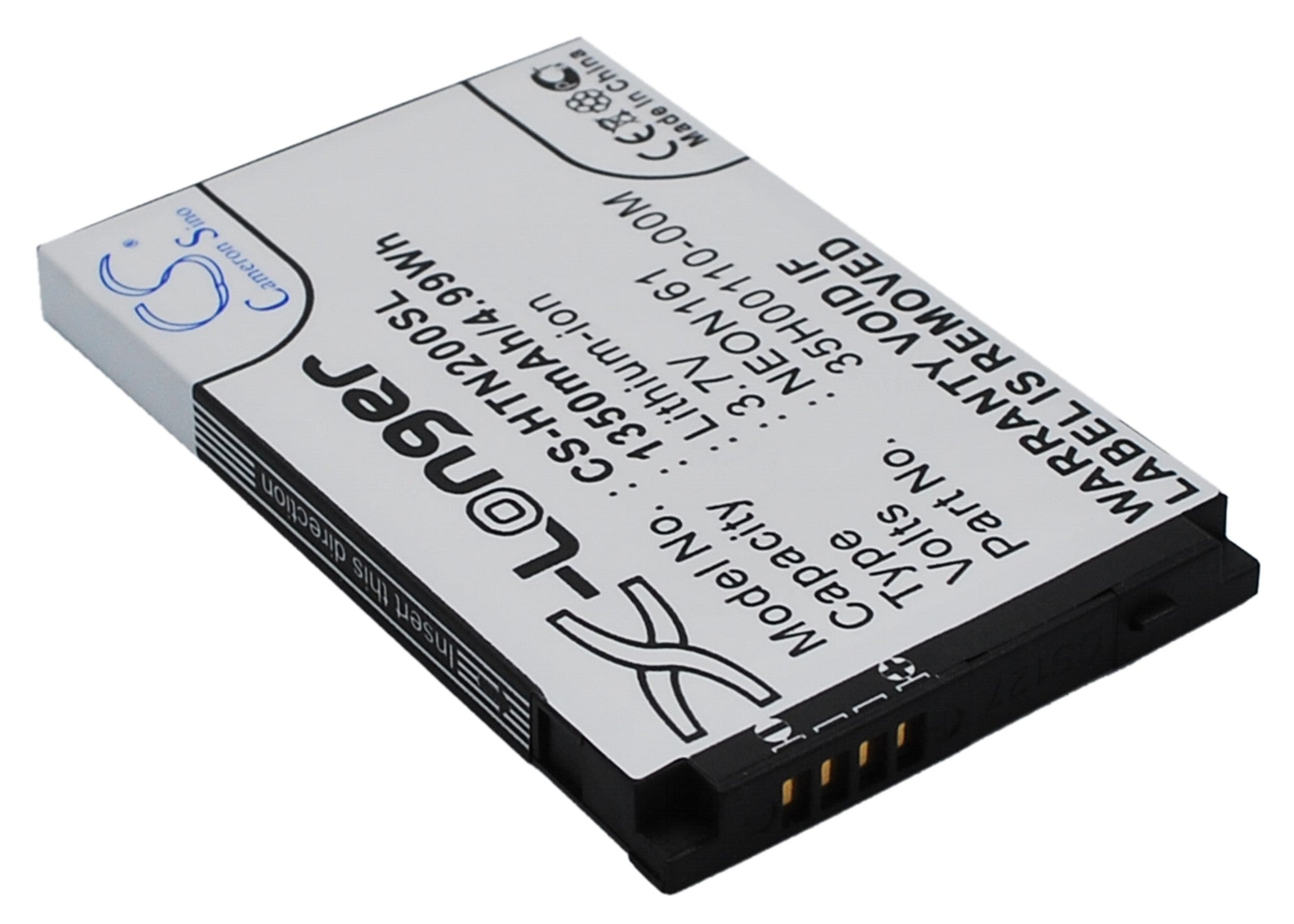 1350mAh 3.7V Li-ion Replacement Battery for HTC Touch Dual 850, Neon 200/400 Mobile Phones