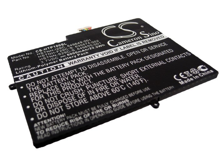 6000mAh HP TouchPad 10 Tablet Battery - 3.7V Li-Polymer, 22.2Wh - HSTNH-I29C Replacement