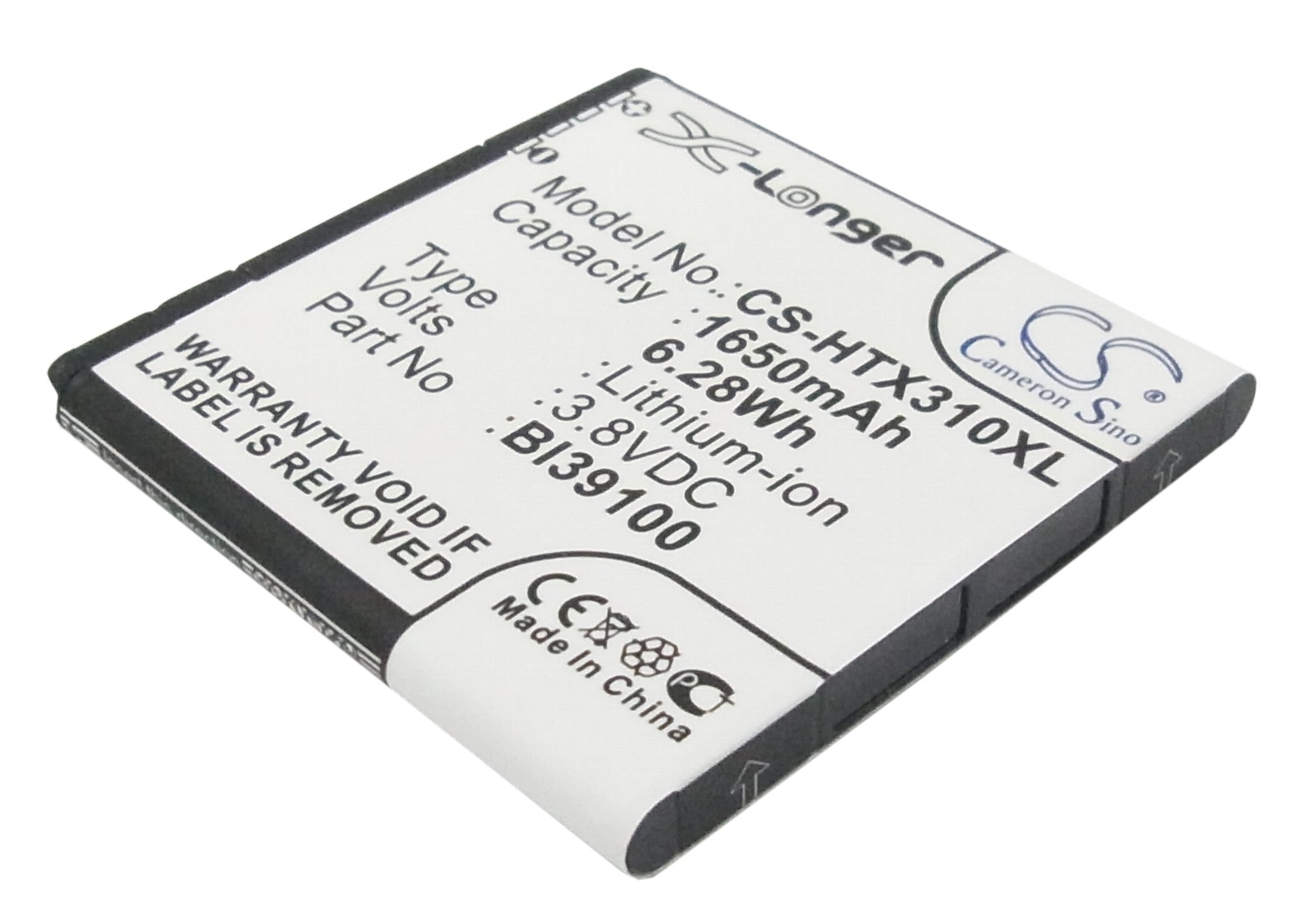 1650mAh Replacement Battery for HTC Titan/Sensation XL/Eternity - 3.8V Li-ion - BI39100, 35H00170-01M