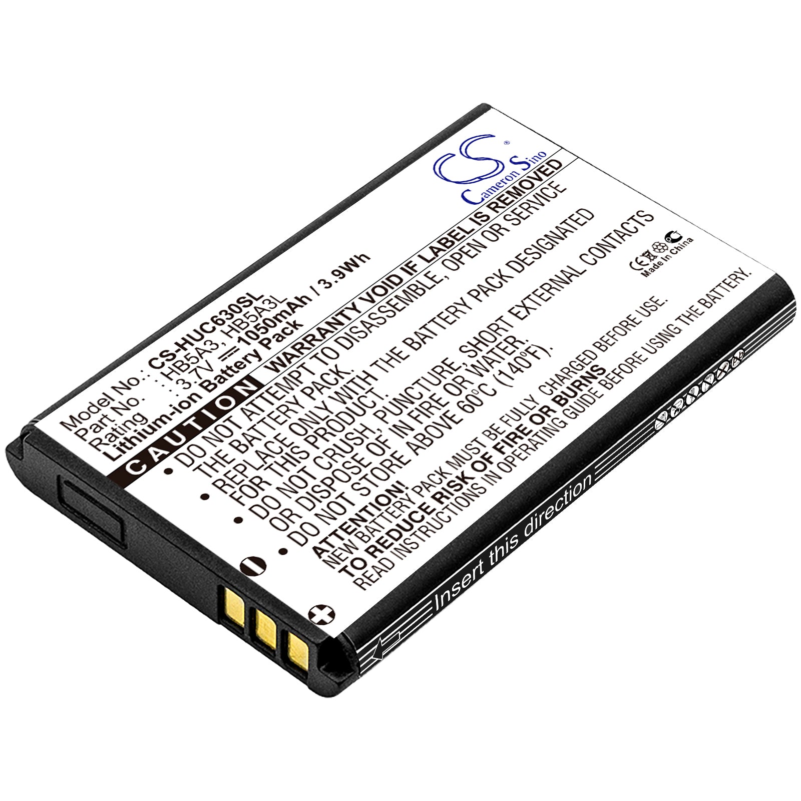 1050mAh Replacement Battery for Brondi Amico Supervoice & Huawei C6300 - 3.7V Li-ion (52x32x5mm)