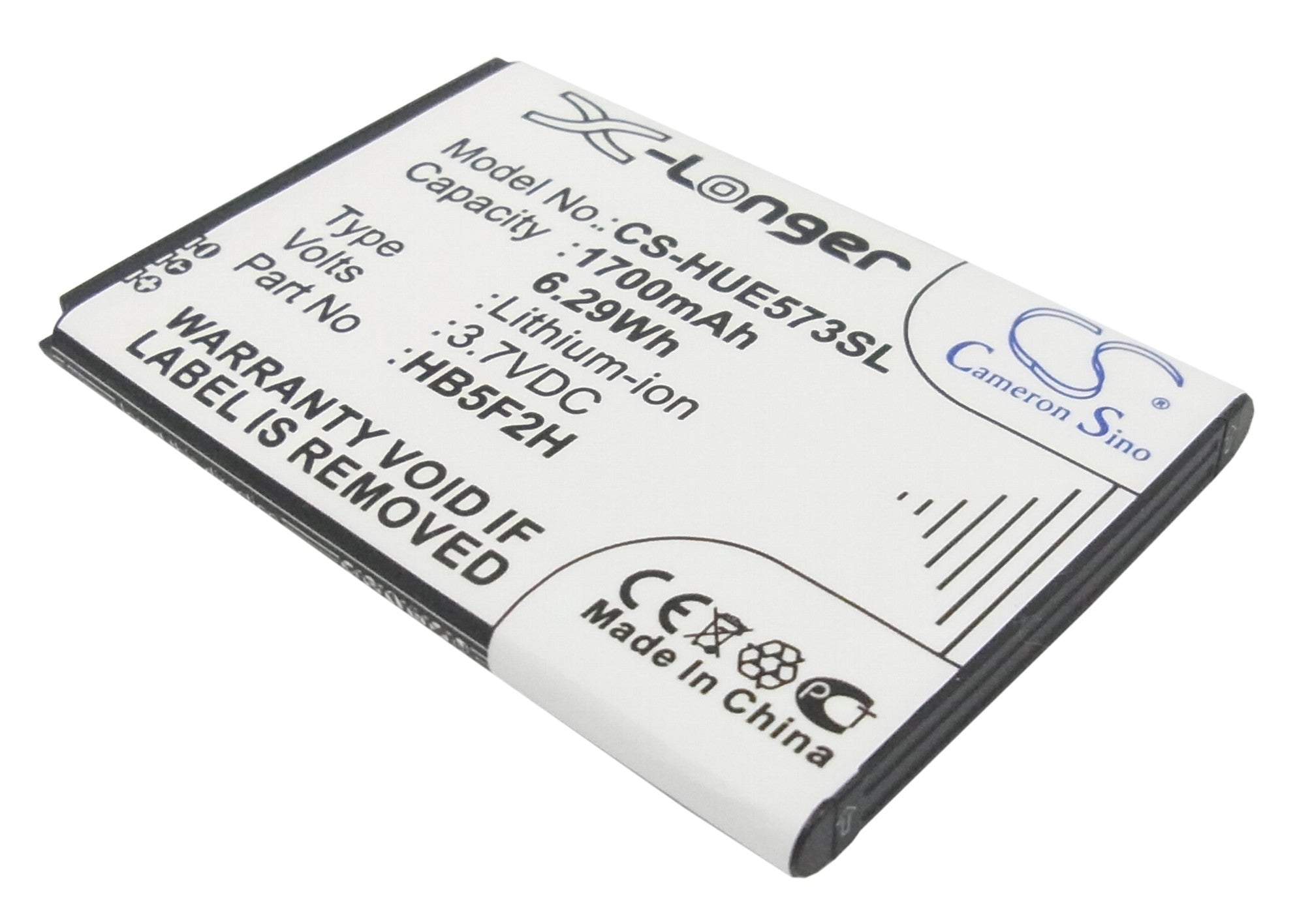 1700mAh 3.7V Li-ion Replacement Battery for Huawei E5373, E5375, E5330 Mobile WiFi Hotspots (65.1x45.7x5.3mm)