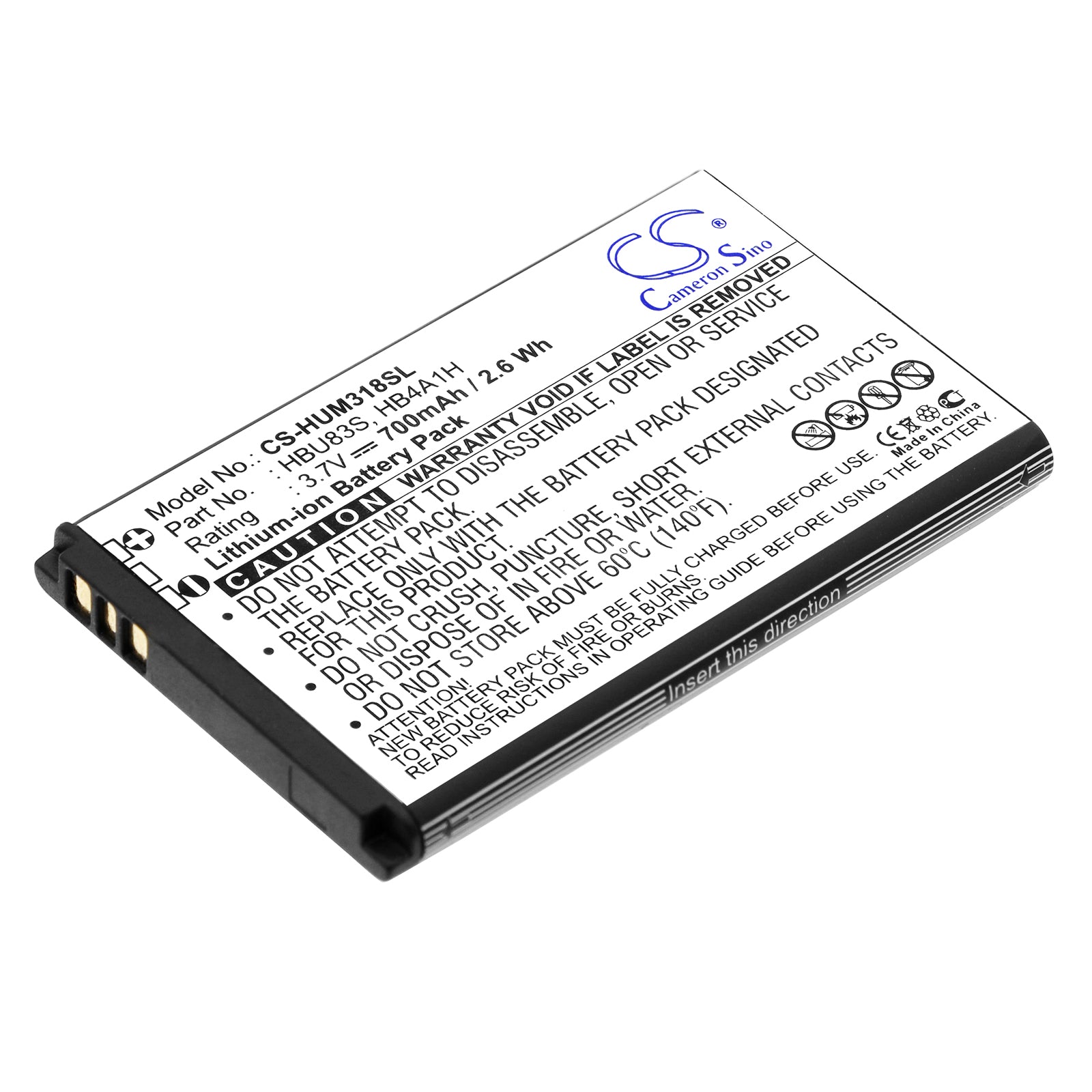 700mAh 3.7V Li-ion Replacement Battery for AT&T GoPhone U2800A, Vodafone VF716/736, Huawei U2800