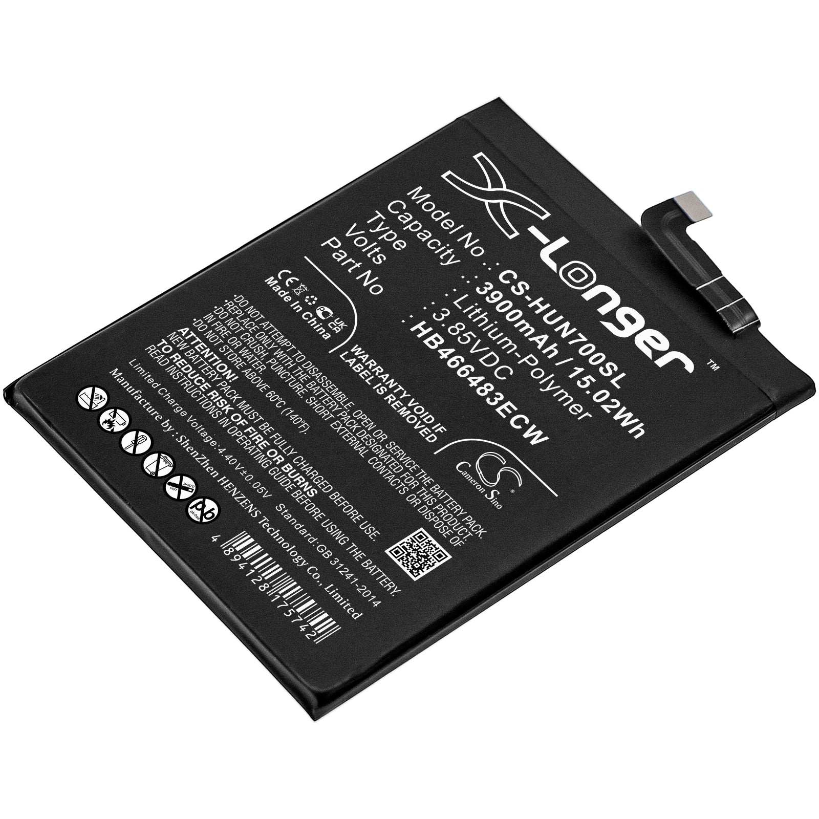 3900mAh Battery for Huawei Nova 7 5G (JEF-AN00 JEF-TN00), Premium Li-Polymer Replacement, 80.9x63.2x4.4mm