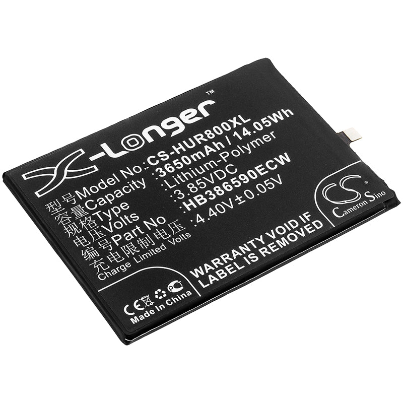 3650mAh Replacement Battery for Huawei Honor 8X/Dual SIM (JSN-LX3, etc.) - HB386590ECW, 3.85V Li-Polymer