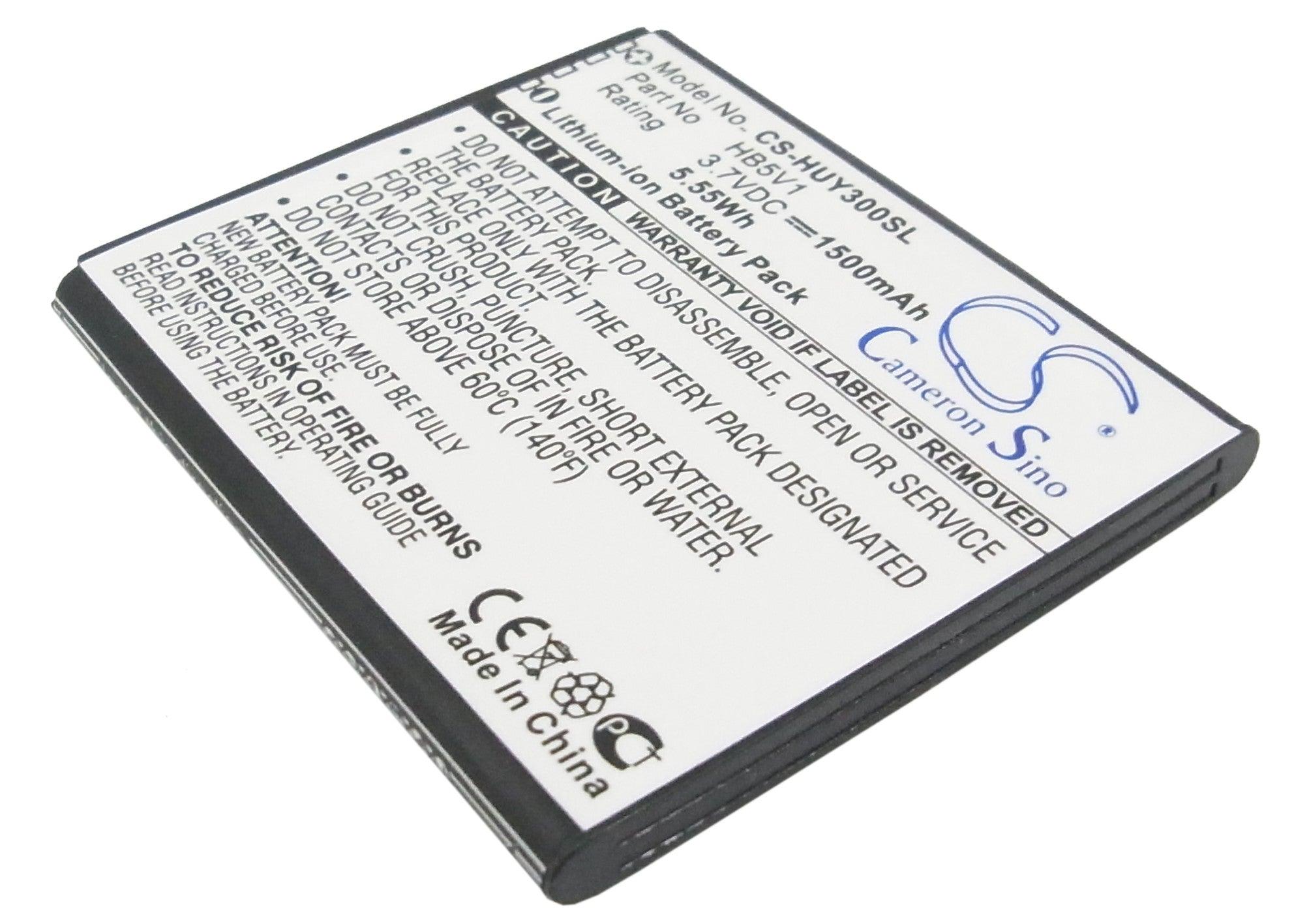 1500mAh Replacement Battery for Huawei Ascend/Y Series - HB5V1/HV, 3.7V Li-ion, Phone Battery, Long Life
