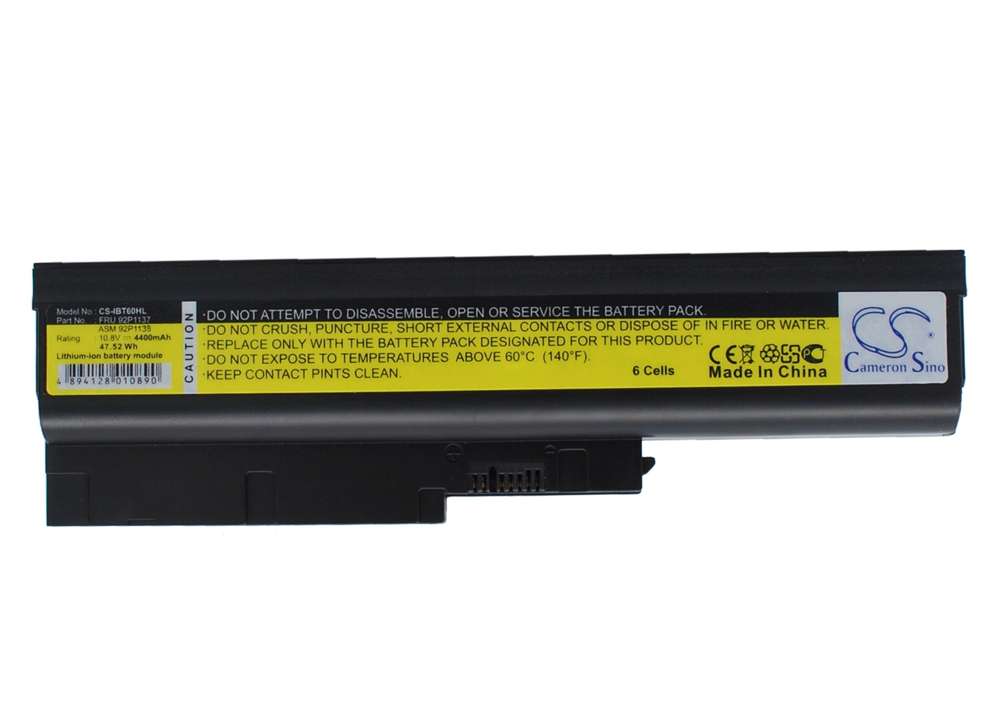 4400mAh Laptop Battery for IBM ThinkPad R60, R61, T60, T61 & T60p - 10.8V Replacement