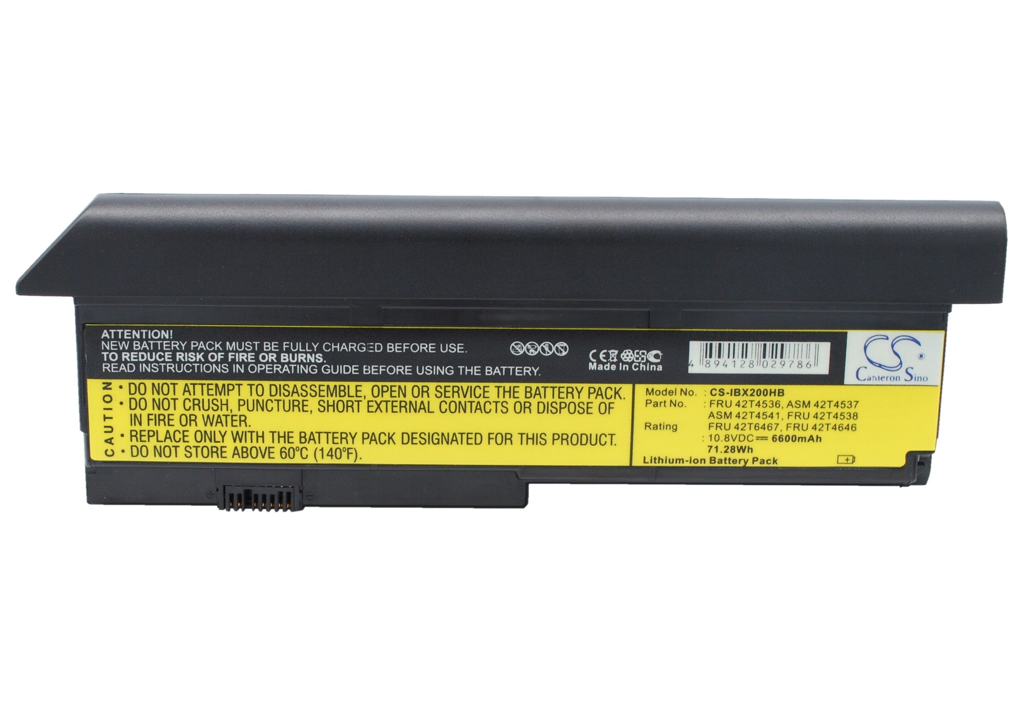 6600mAh Extended Life Laptop Battery for IBM Lenovo ThinkPad X200 X200S - 10.8V Li-ion 9-Cell Replacement