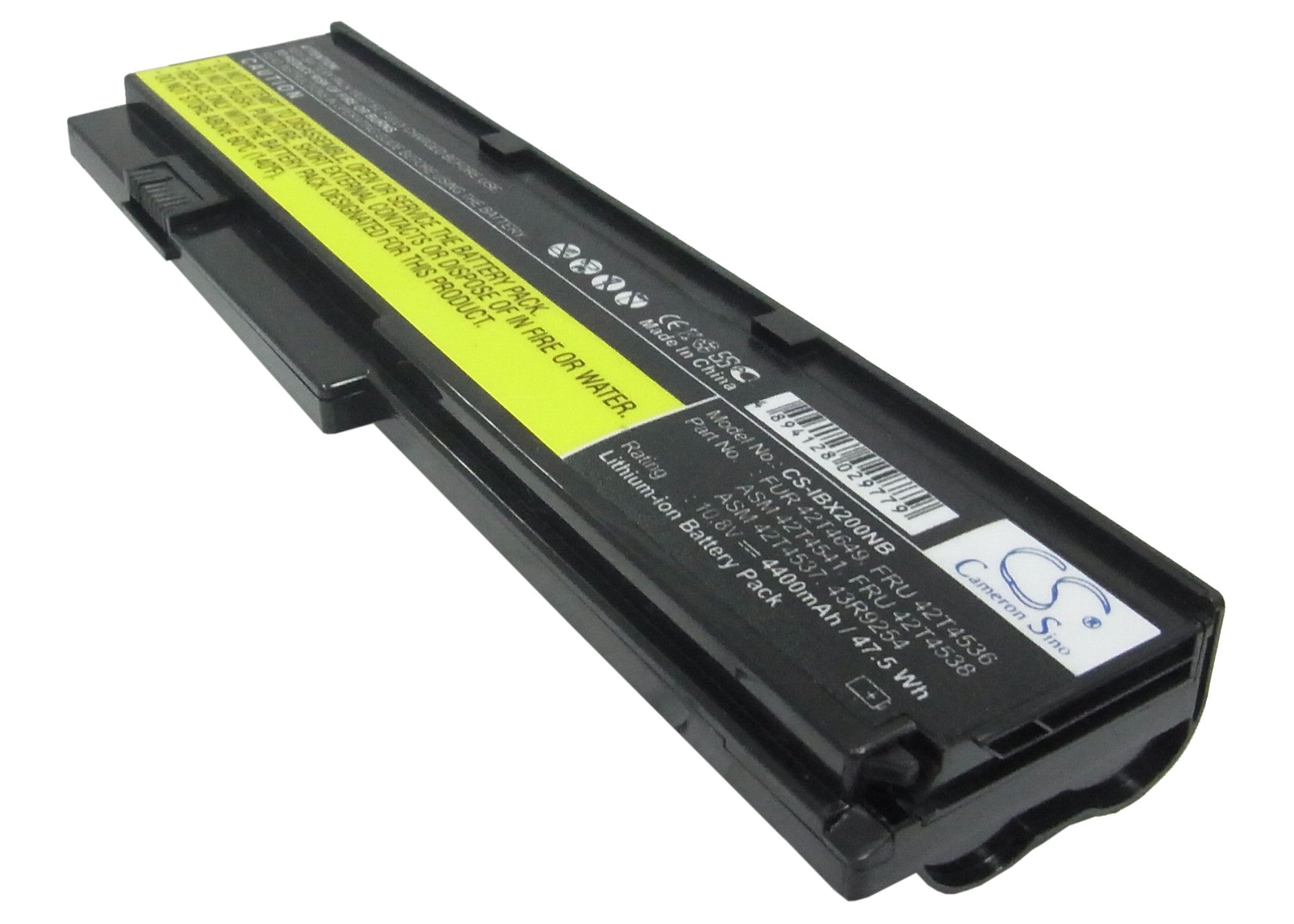 4400mAh ThinkPad X200/X200S/X201S/X201i Laptop Battery - 10.8V 47.52Wh Li-ion Replacement