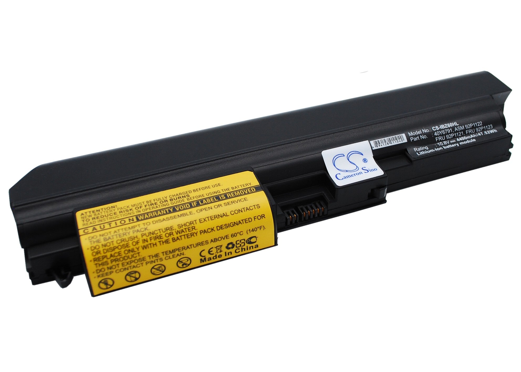 4400mAh Laptop Battery for IBM ThinkPad Z61t Z60t - 10.8V Li-ion Replacement (40Y6791)