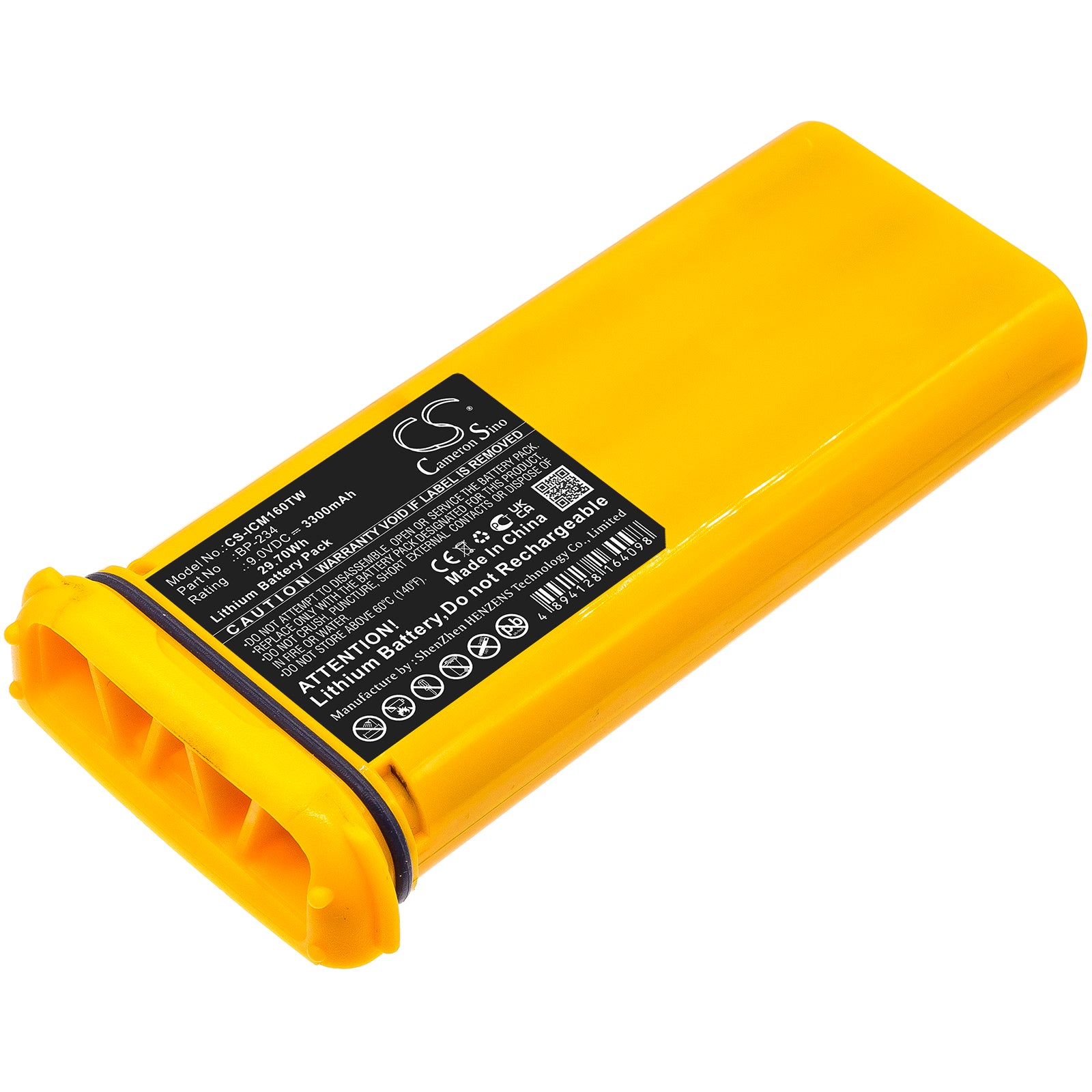 9.0V 3300mAh Lithium Battery for Icom IC-GM1600 Series Two-Way Radio, BP-234 Replacement - High Capacity