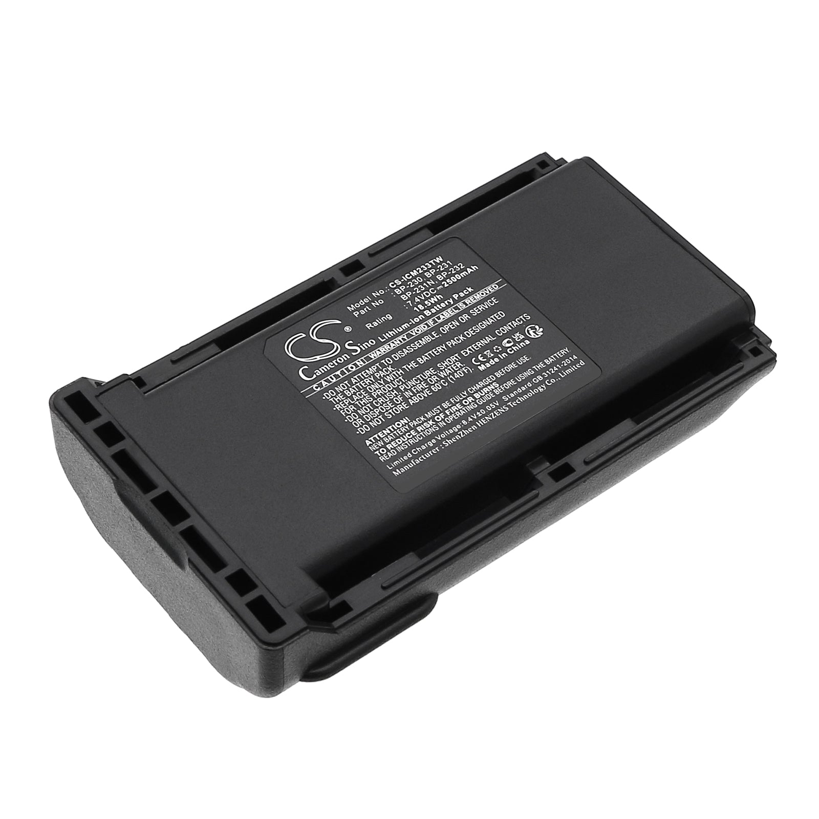 7.4V 2500mAh Li-ion Two-Way Radio Battery for Icom IC-A14 IC-F14 IC-F3011 IC-F4021 Series - Replacement Power Pack
