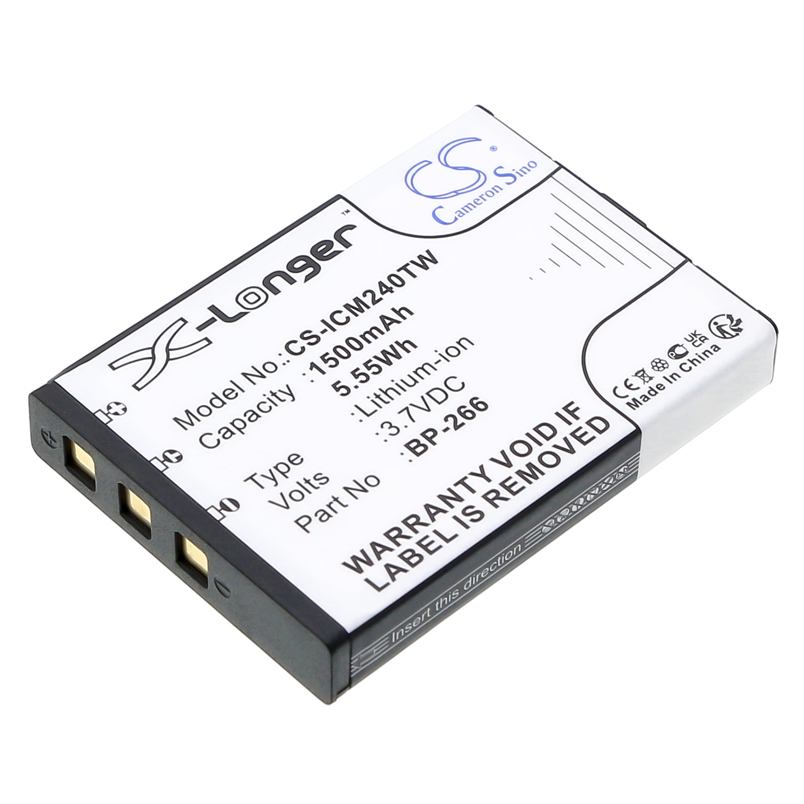 Icom IC-M24 & IC-M23 Radio Battery: 1500mAh, 3.7V Li-ion Replacement, 5.55Wh, Size 55.55x40.09x8.70mm