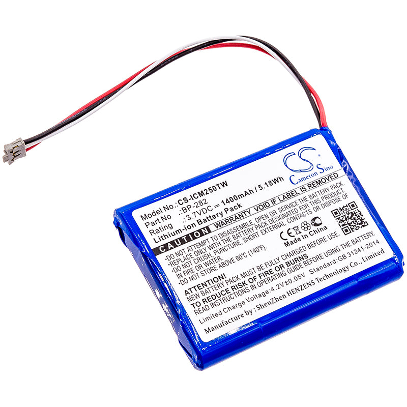 1400mAh Replacement Battery for Icom IC-M25 Two-Way Radio, 3.7V 5.18Wh, Li-ion, BP-282 Upgrade