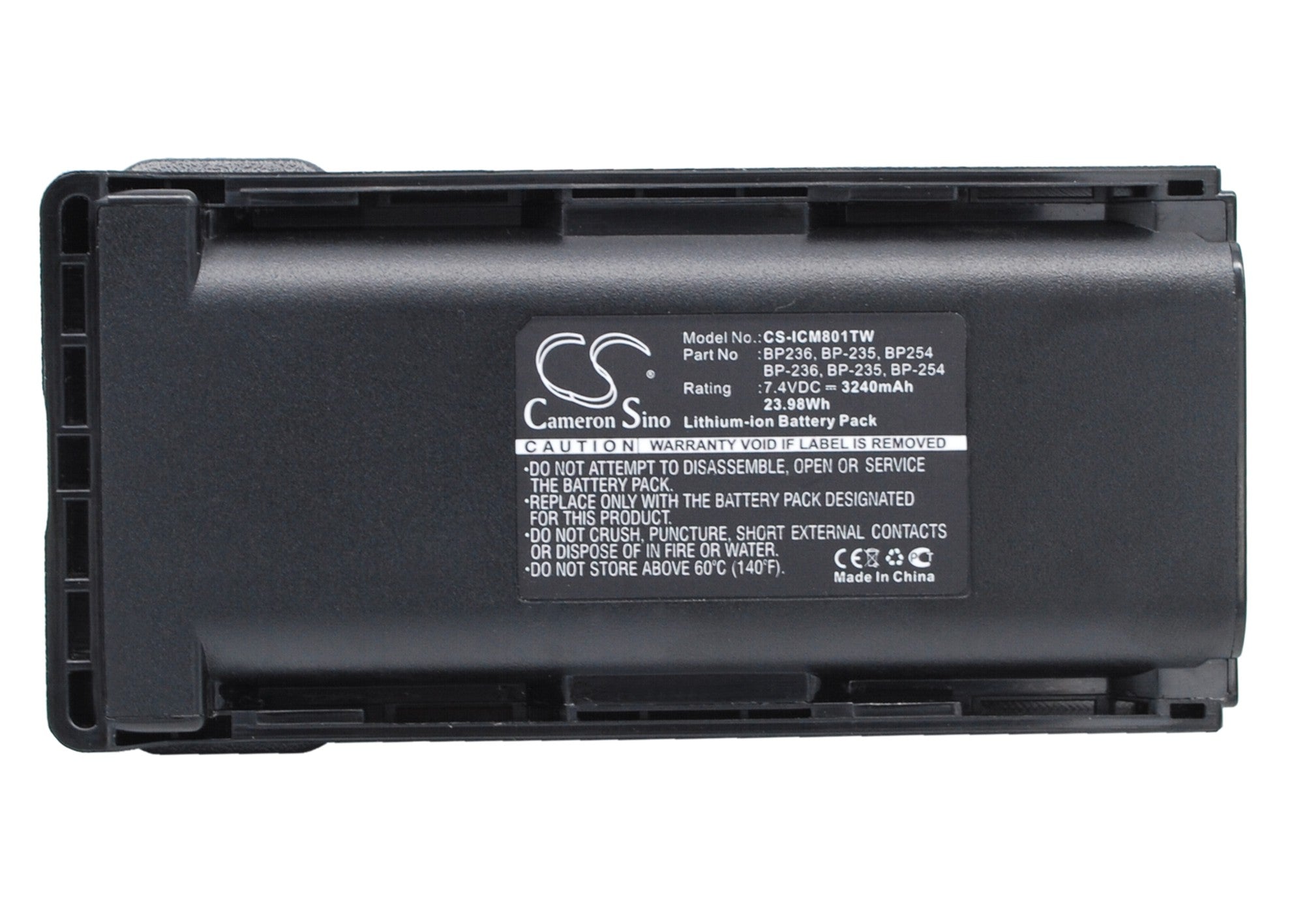 3240mAh Li-ion Battery for ICOM IC-F70/IC-F80 Two-Way Radio - 7.4V 23.98Wh Replacement