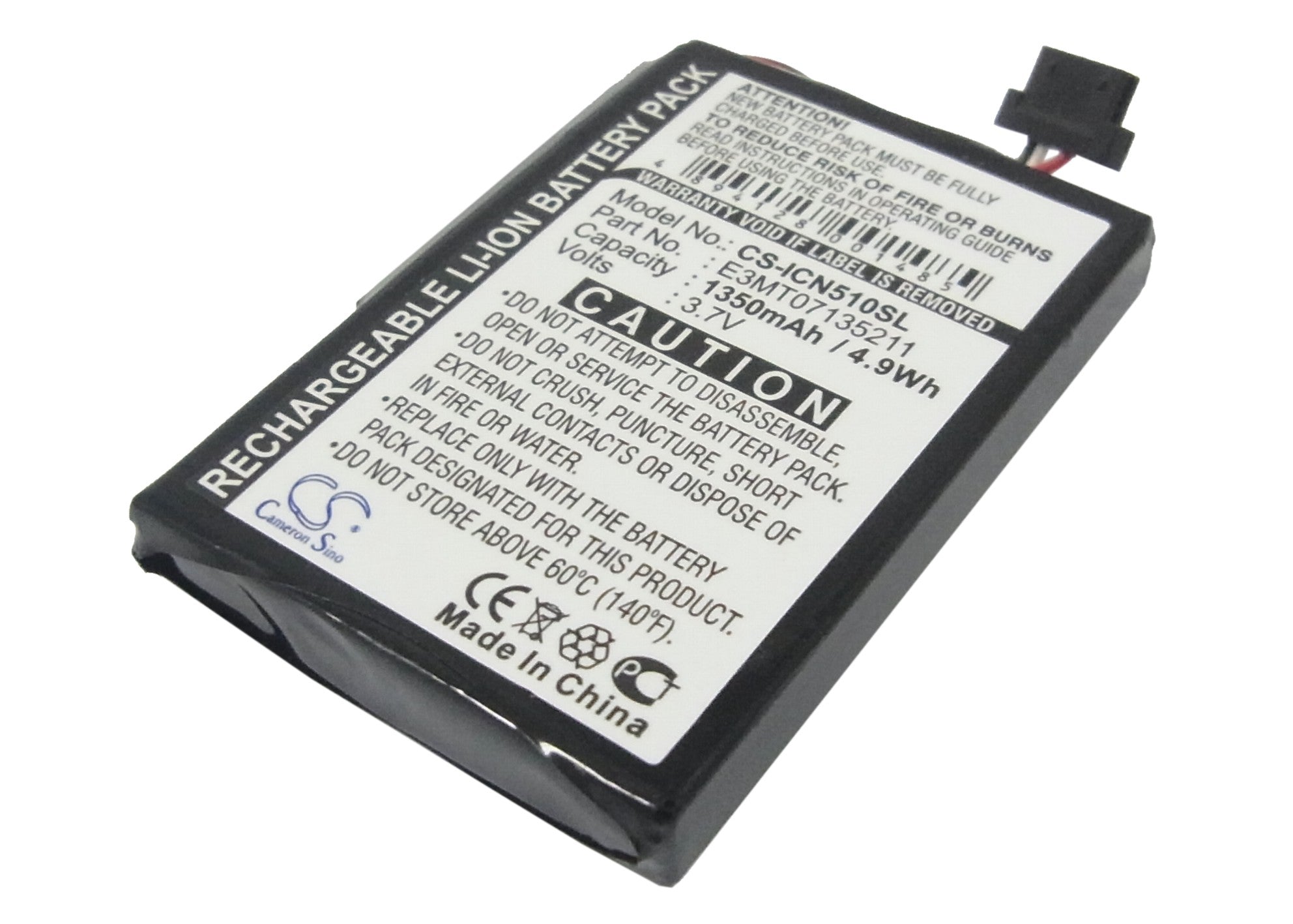 1350mAh Replacement Battery for Navman iCN 510, 520, 530 GPS Navigator - 3.7V 5.0Wh Li-ion
