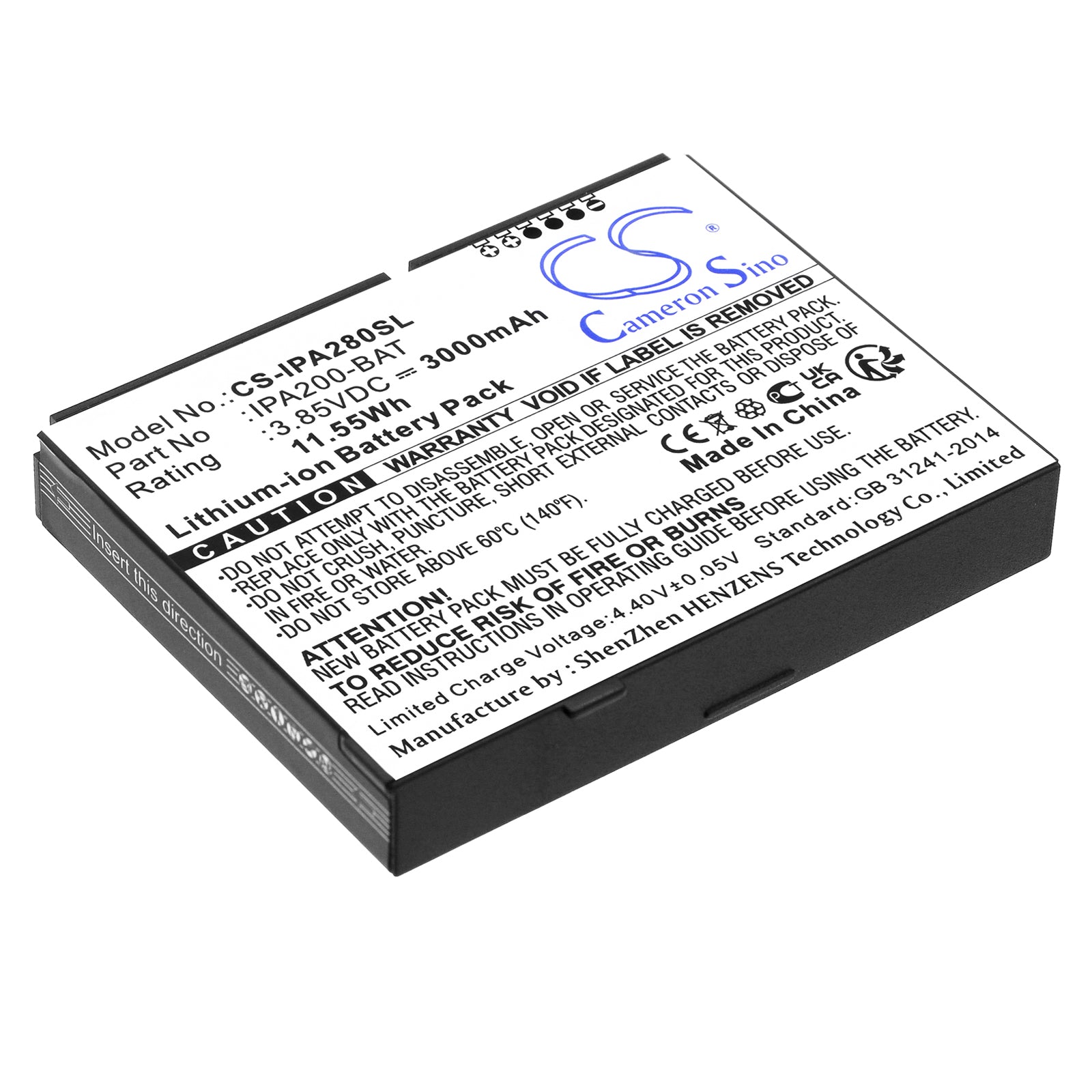 3000mAh Replacement Battery for Ingenico iPA200 & iPA280 Payment Terminals - 3.85V Li-ion