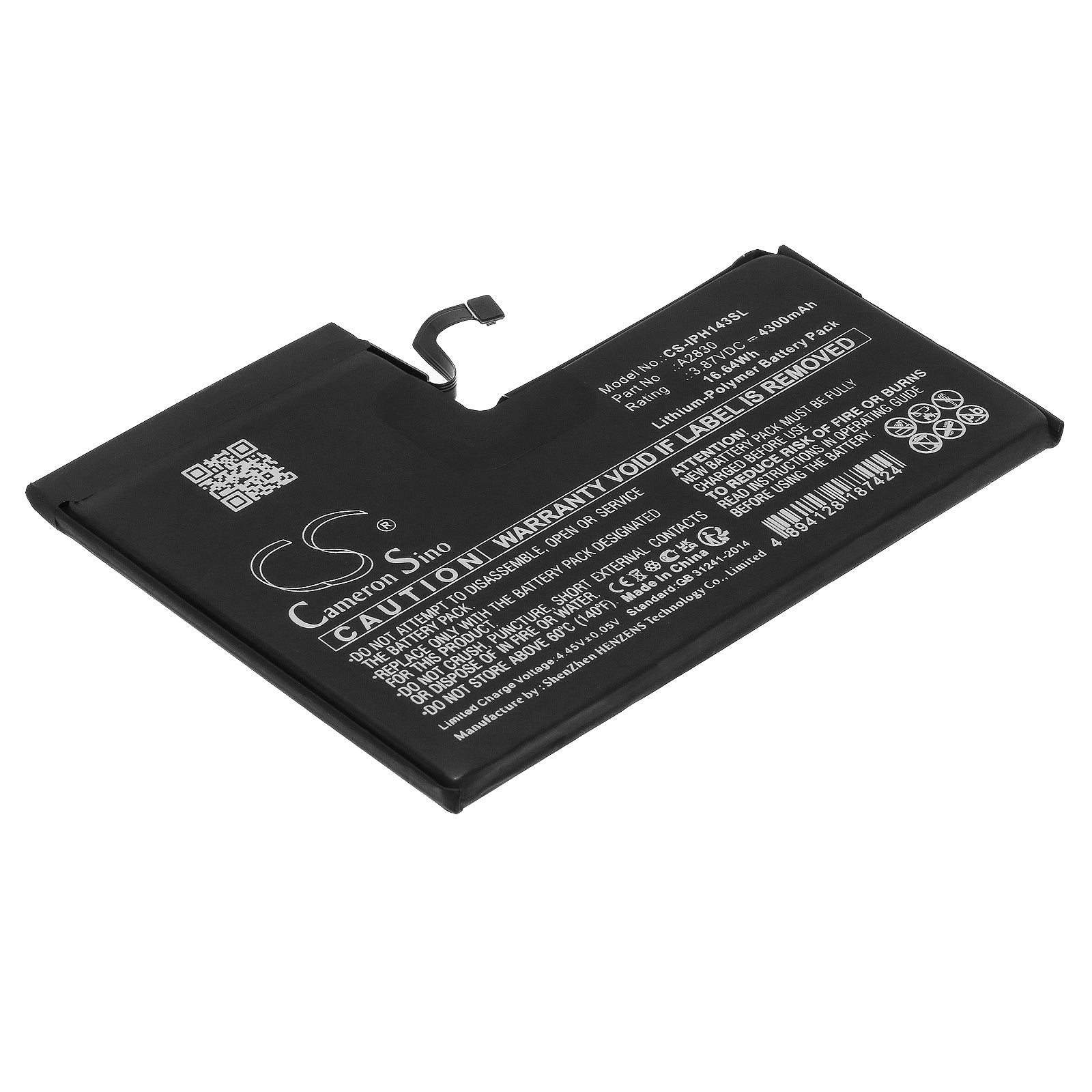 4300mAh Extended Life Replacement Battery for iPhone 14 Pro Max A2830 - Premium Li-Polymer - High Capacity Upgrade