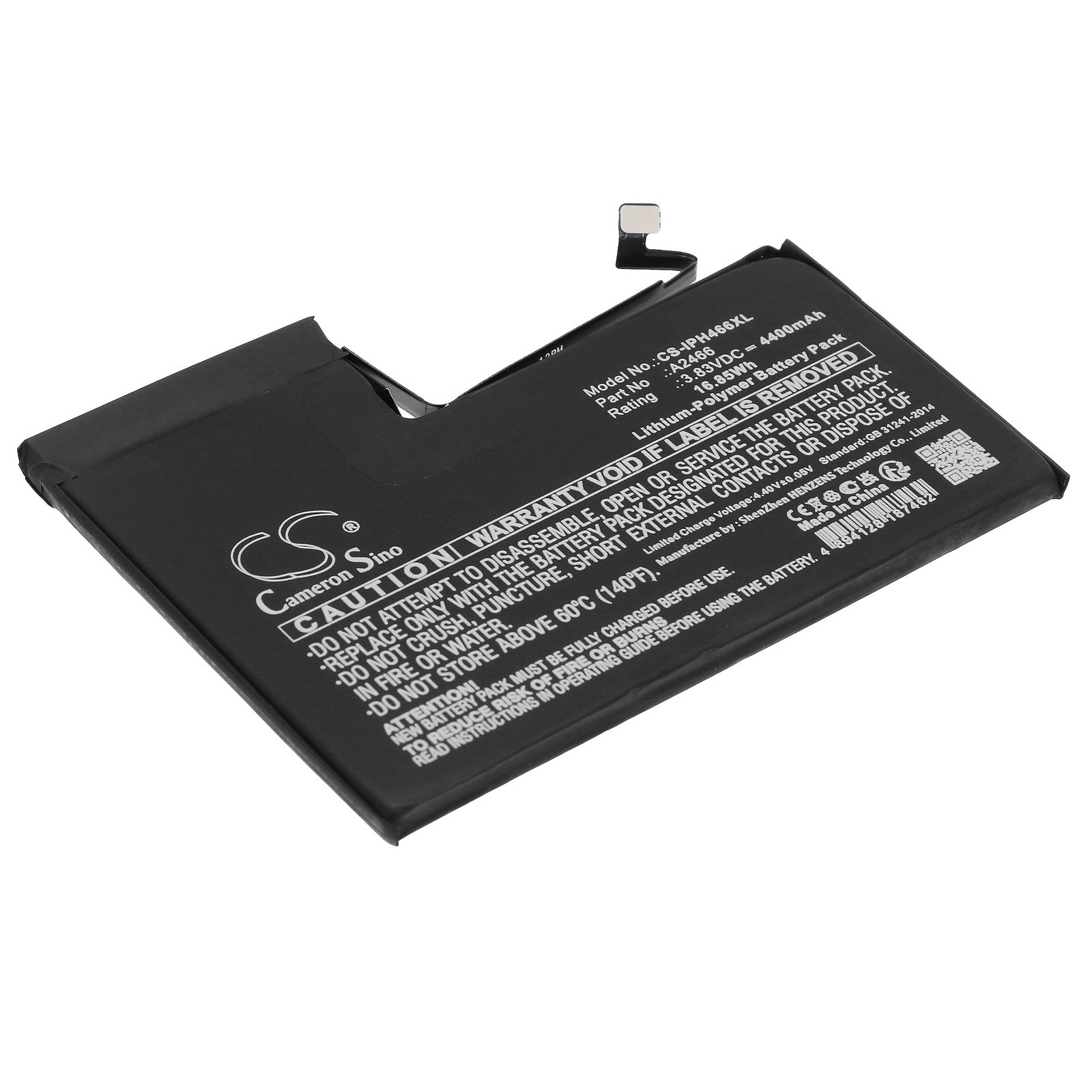 iPhone 12 Pro Max 4400mAh Replacement Battery - High Capacity, 3.83V Li-Polymer, A2466 - Extended Life