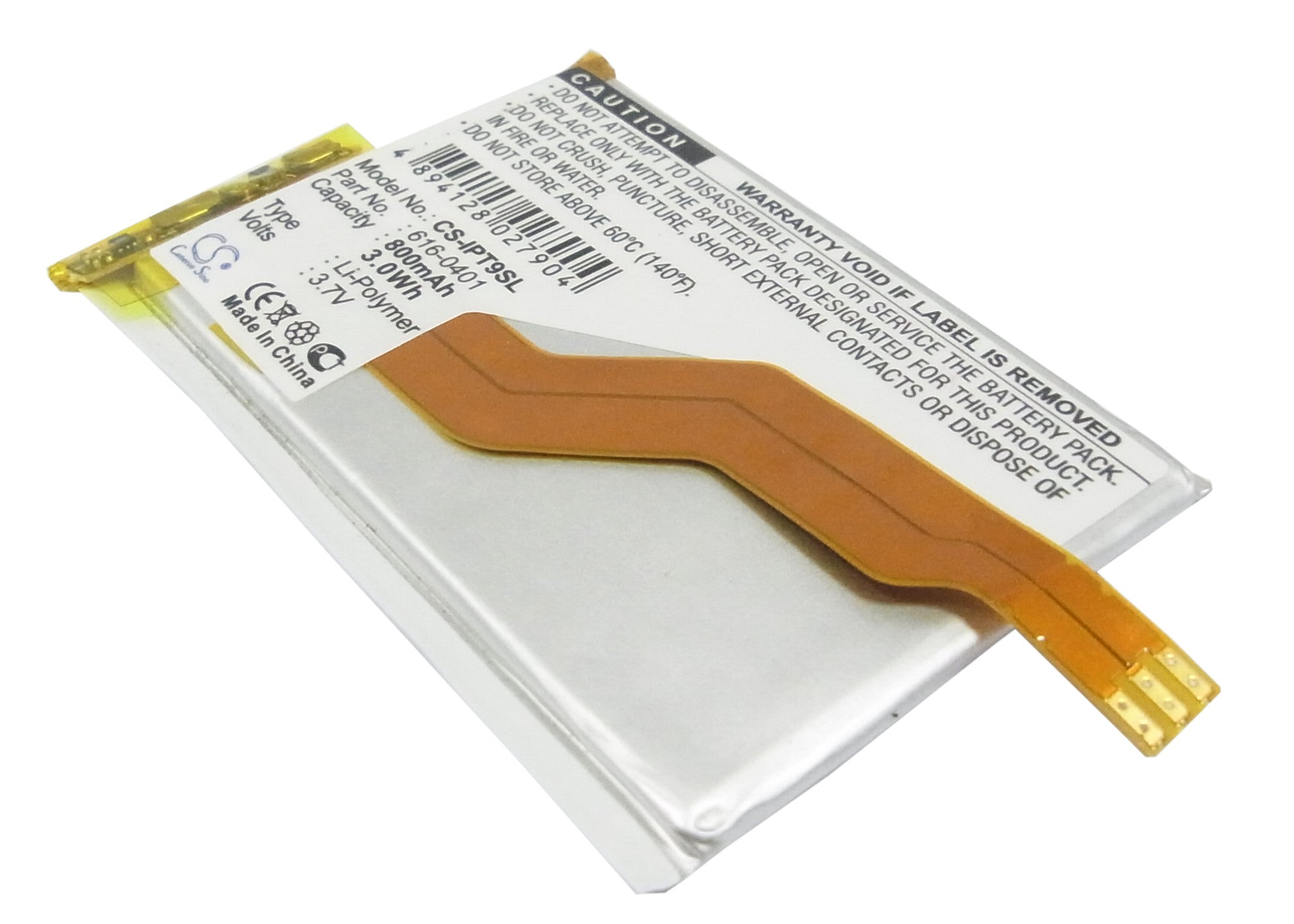 iPod Touch 2nd/3rd Gen Replacement Battery 800mAh - 3.7V Li-Polymer - 616-0401, 616-0404, DAP284846PA - Extended Life, High Capacity