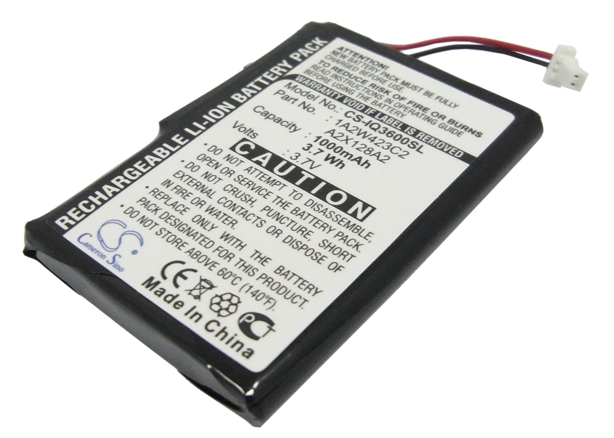 BTI GPS-GAR3200 Battery Replacement - 1000mAh 3.7V Li-ion - Garmin iQue 3600 Compatible (50.3x36.17x5.6mm)