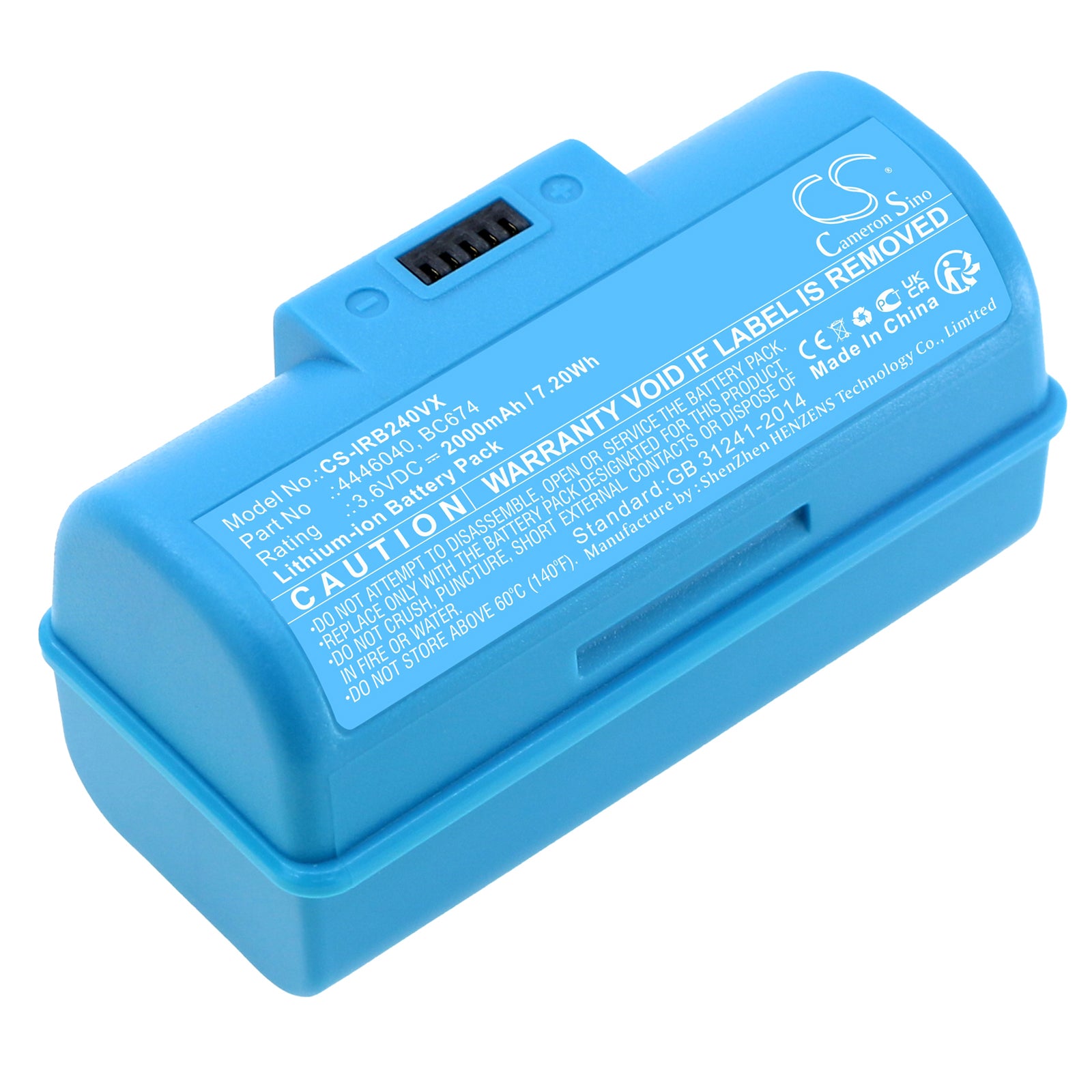 2000mAh 3.6V Li-ion Replacement Battery for iRobot Braava Jet 240, 241, 244, 245 Mopping Robot Vacuums
