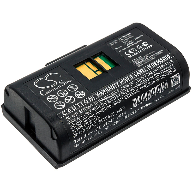 7.4V 3400mAh Replacement Battery for Intermec PB21, PB22, PB31, PB32 Printers - 25.16Wh Li-ion