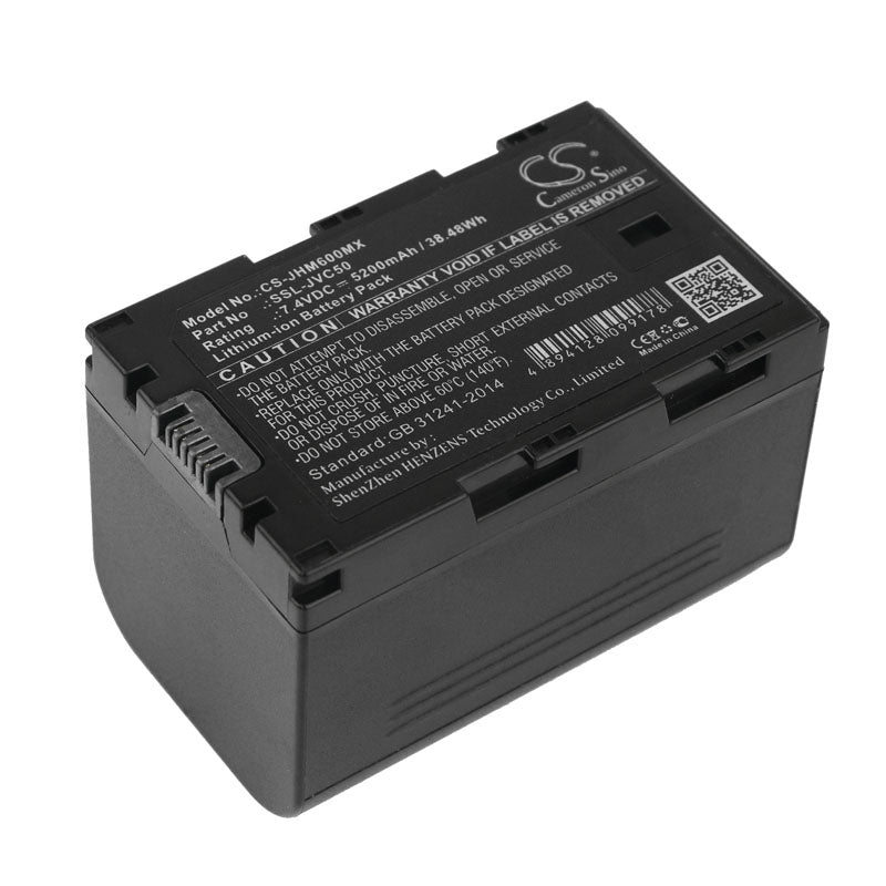 7.4V 5200mAh Li-ion Replacement Battery for JVC GY-HMQ10, GY-HM600, GY-LS300 Cameras - SSL-JVC50 Compatible