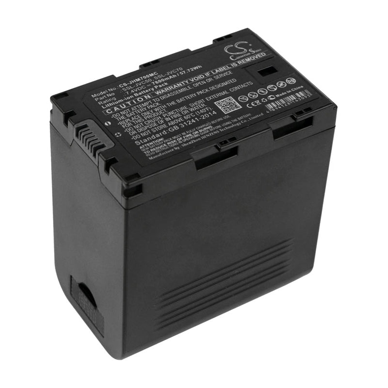 7800mAh Li-ion Replacement Battery for JVC Camcorders: GY-HMQ10, HM600E, LS300CHE - 7.4V, 57.72Wh