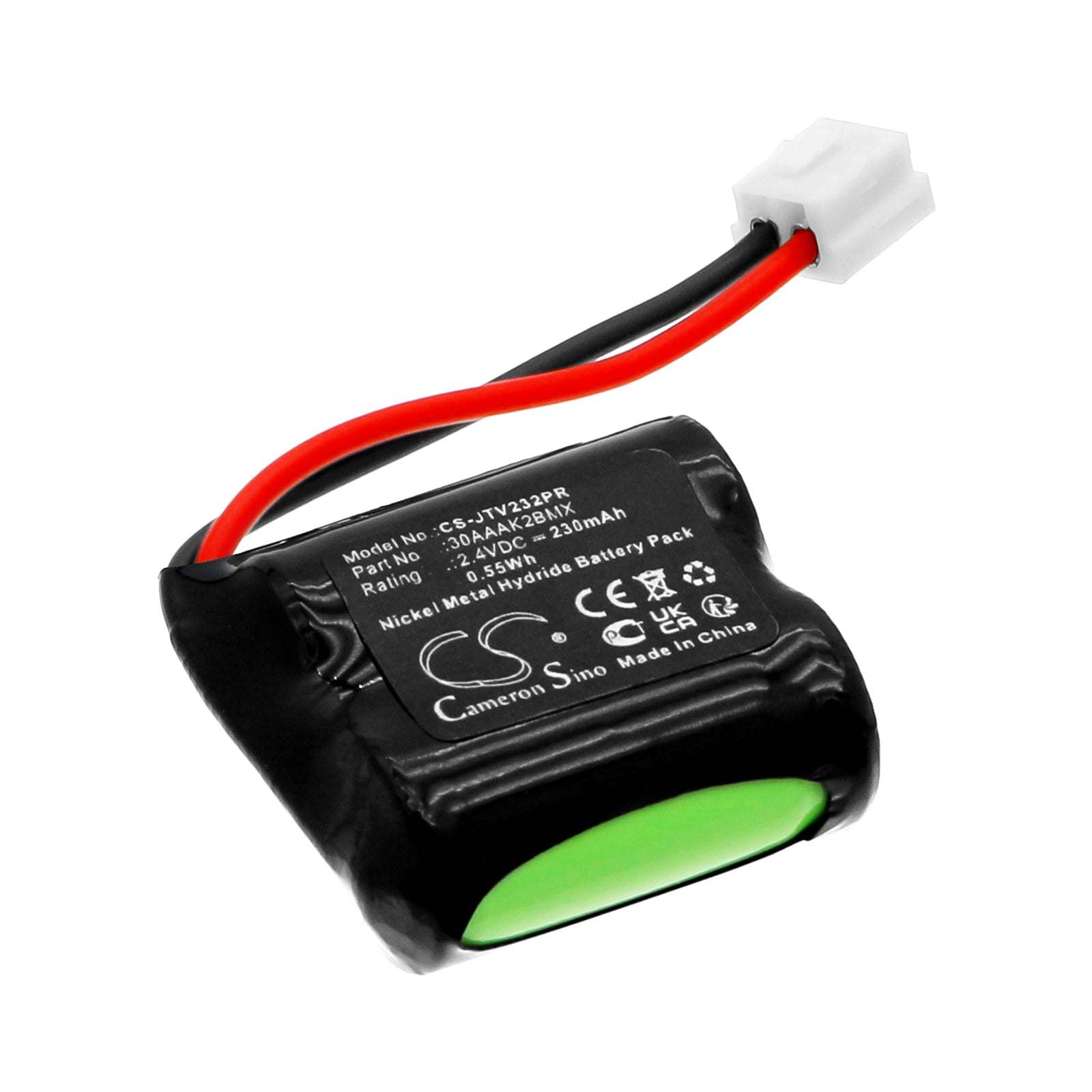 230mAh Ni-MH 2.4V Replacement Battery for JTECH Voice, VTF, Glowster Plus, Medipass Pagers (0.55Wh)