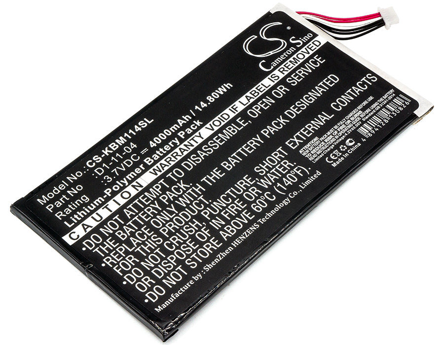4000mAh Battery Replacement for Kobo Vox eReader K080-KDN Series, 3.7V Li-Polymer