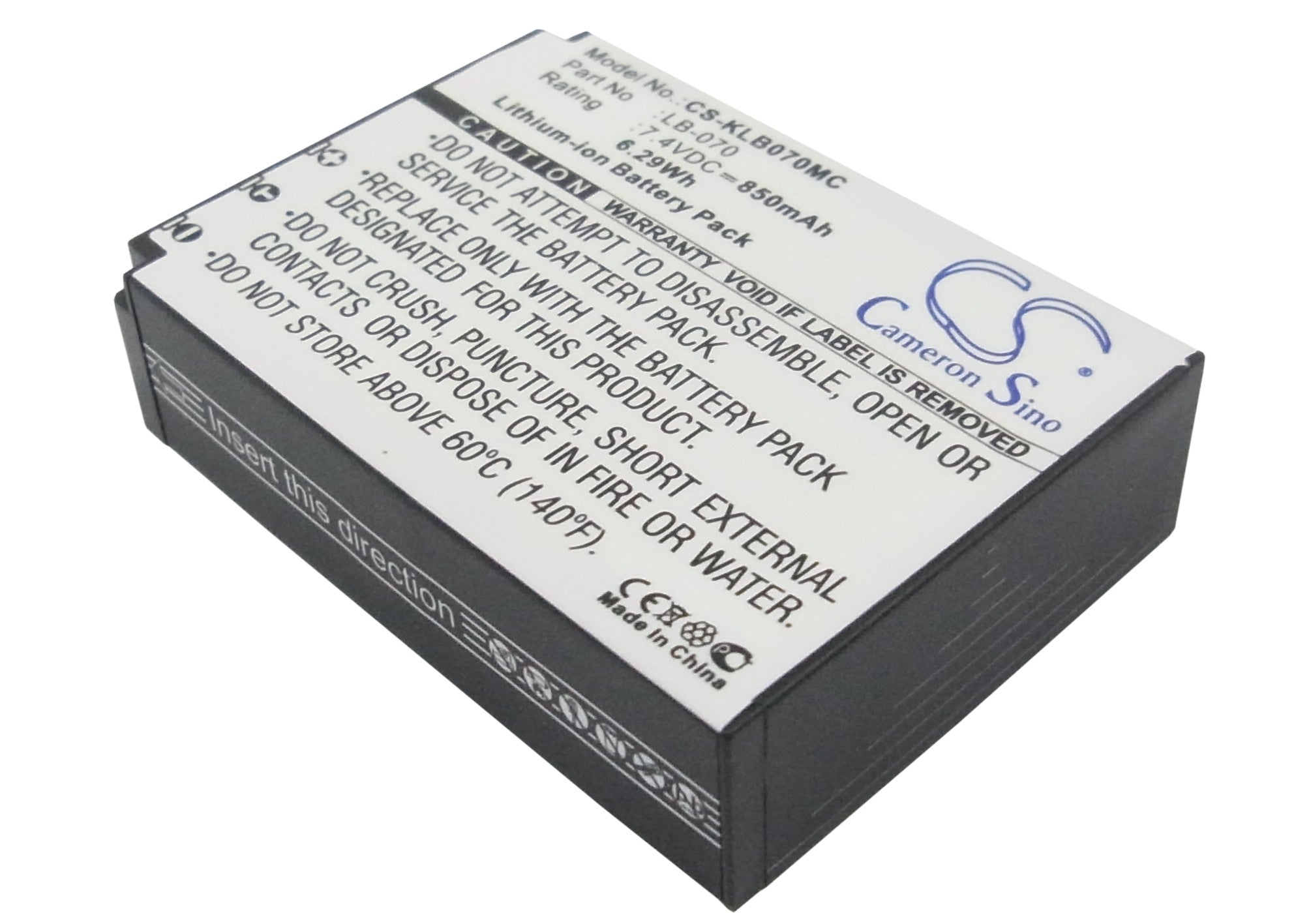 7.4V 850mAh LB-070 Replacement Battery for Kodak PIXPRO AZ651, AZ901, S1 Cameras - Li-ion Battery Pack