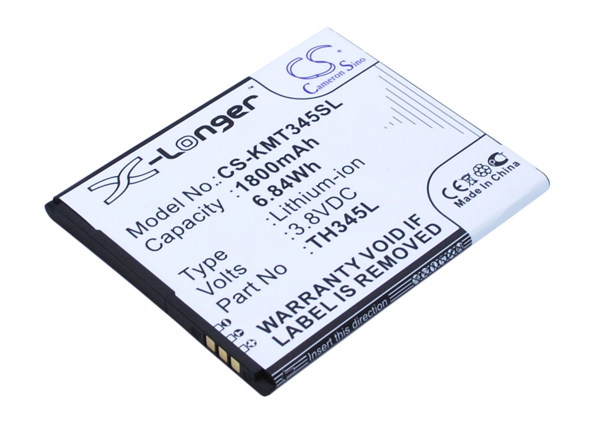 1800mAh Replacement Battery for Allview C6/C6 Quad 4G & Kazam Thunder 345L LTE - 3.8V Li-ion