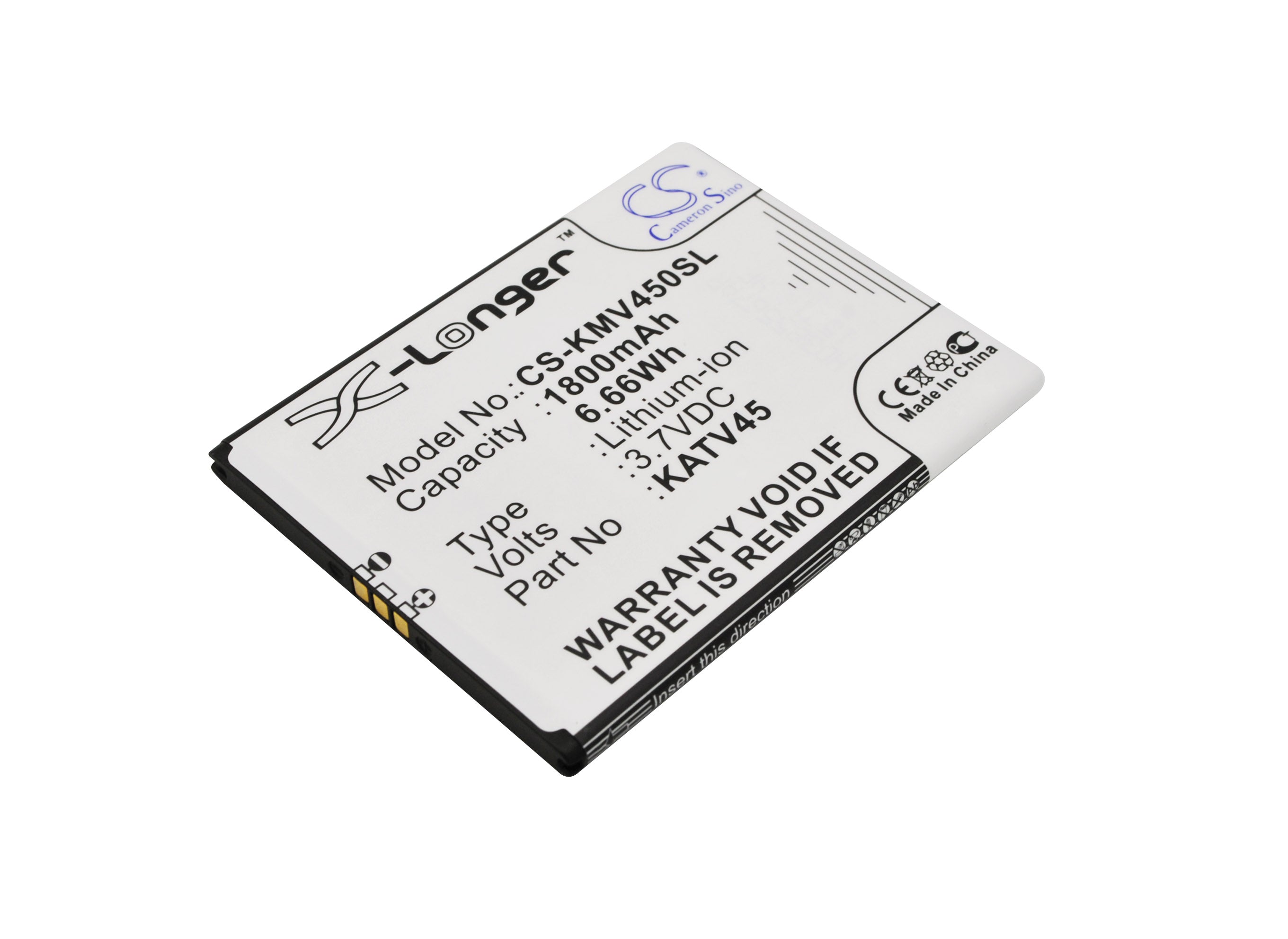 1800mAh Replacement Battery for KAZAM TV 4.5 - 3.7V Li-ion - KATV45, KATV45-HSBH0014659 - Smartphone Power Solution