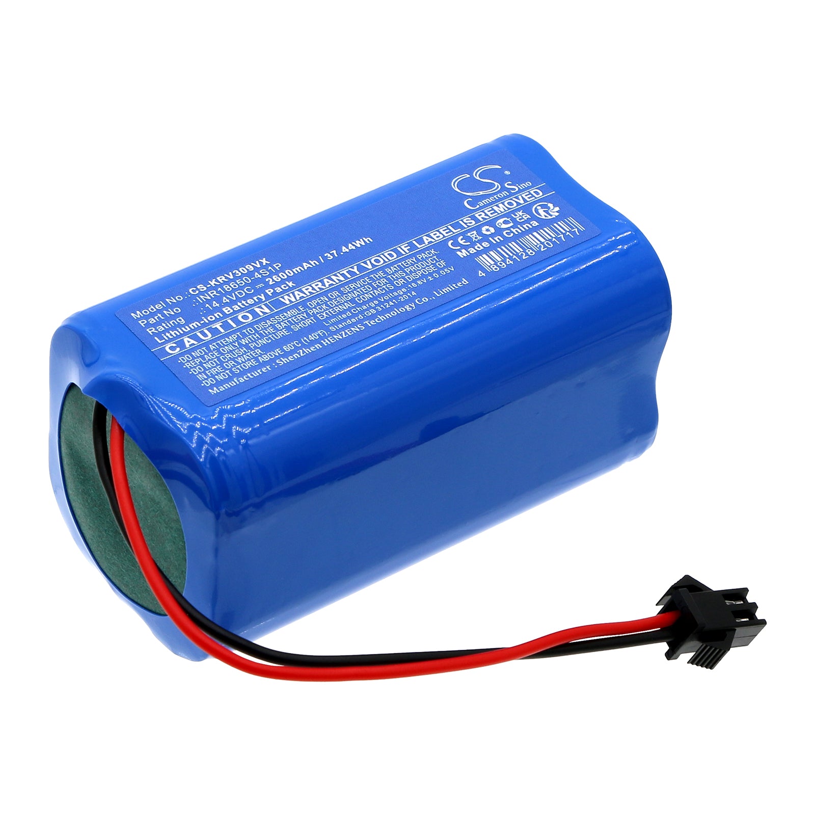 2600mAh 14.4V Li-ion Battery for Klins KRV309 K185-K187 Robot Vacuum - Replacement Power