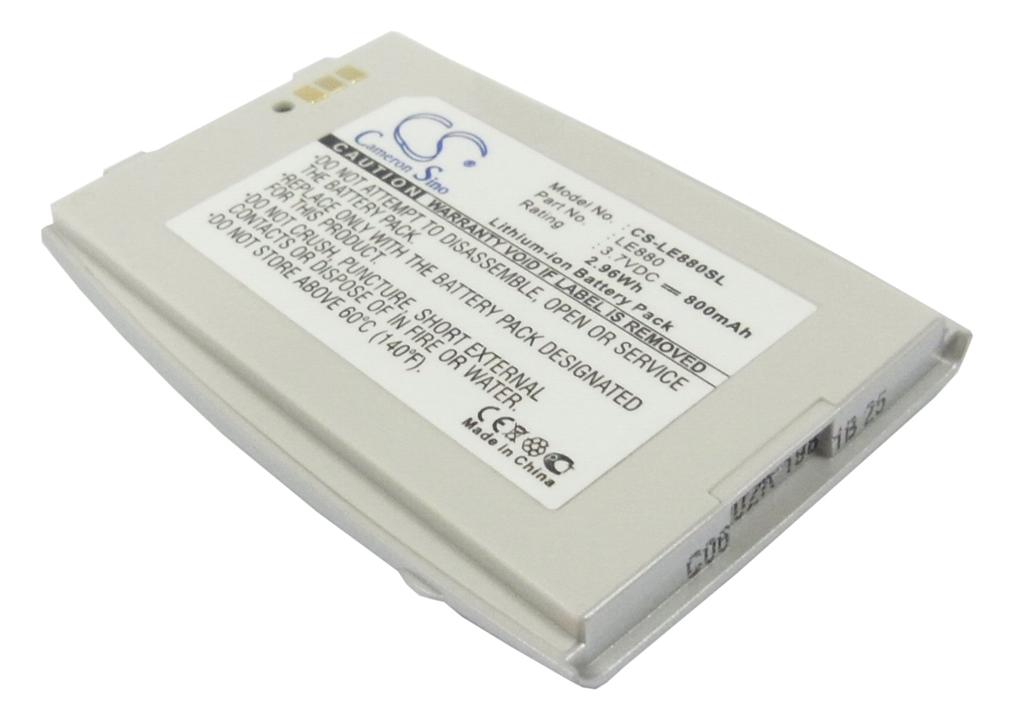 800mAh Replacement Battery for LG EG880, G5400, G5410 Smartphones - 3.7V Li-ion Battery