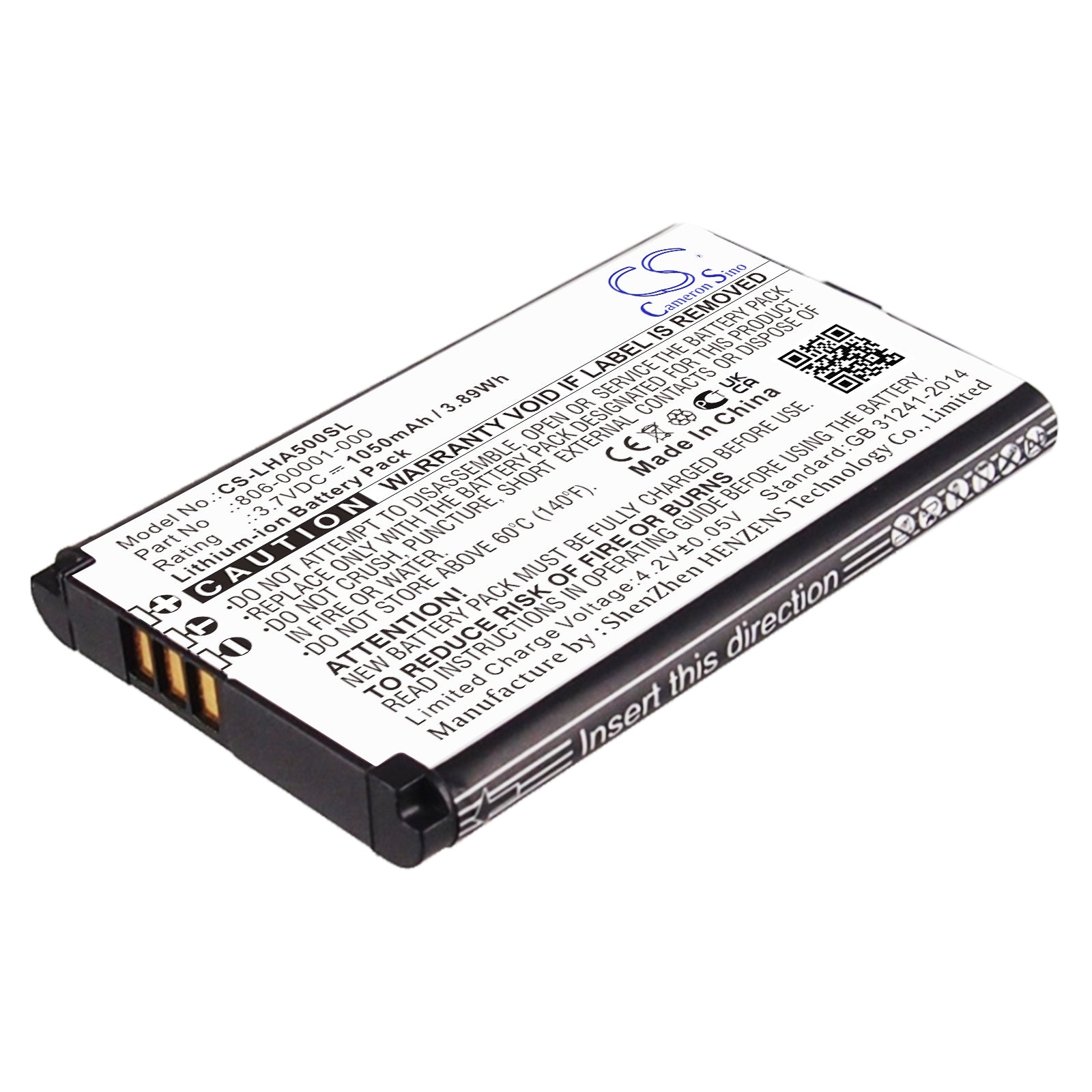 Lightspeed Tango A500 Headset Battery - 1050mAh, 3.7V Li-ion Replacement (806-00001-000) for Aviation Headsets