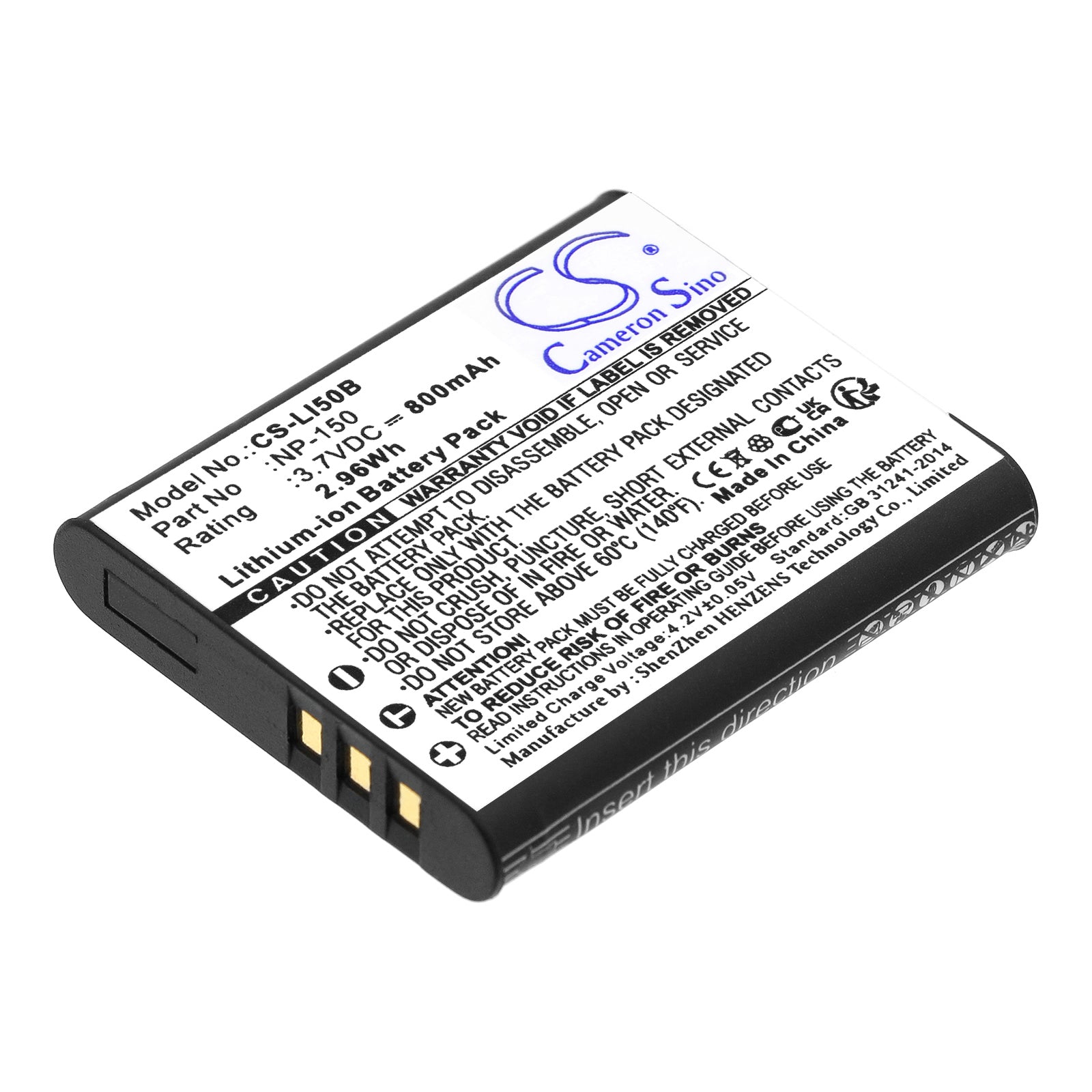 High-Capacity 800mAh Replacement Battery for Casio Exilim TR & Ricoh Theta Cameras - 3.7V Li-ion