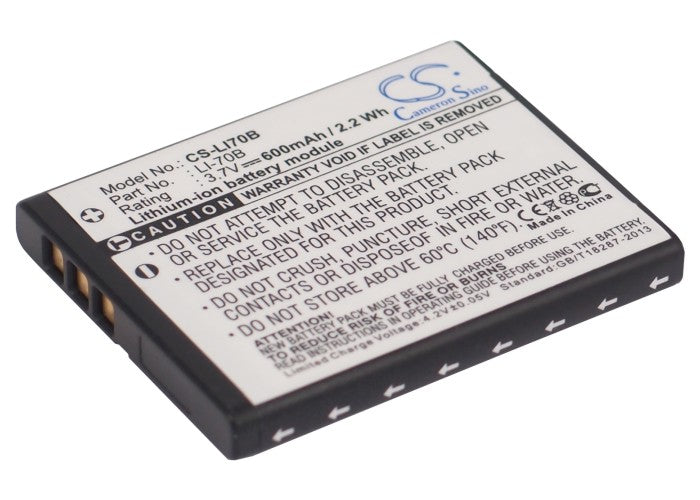 600mAh Li-ion Replacement Battery for Olympus FE-4020, VG-120 Cameras (3.7V, Li-70B Compatible)