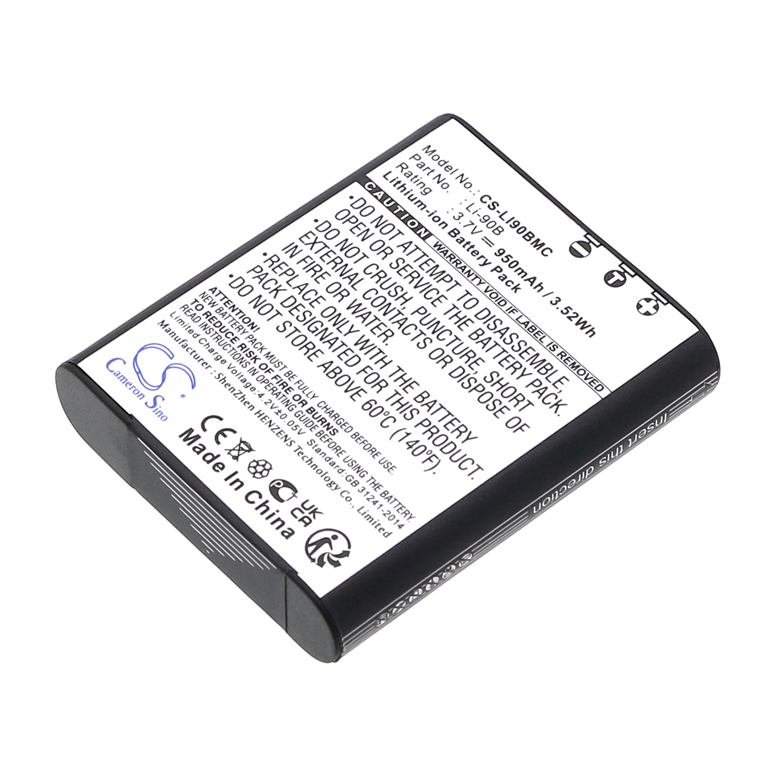 950mAh Replacement Battery for Olympus TG-Tracker, Stylus XZ-2 & Tough TG-Series Cameras - LI-90B/LI-92B - 3.7V Li-ion