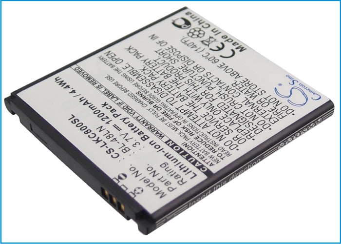 1200mAh Gray Replacement Battery for LG Optimus 3D Max, myTouch Q, LS696 - 3.7V Li-ion