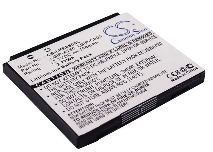 750mAh Battery Replacement for LG KE820, KE850, KG99, KB6100, PRADA ME850 - 3.7V Li-ion Cell Phone Battery