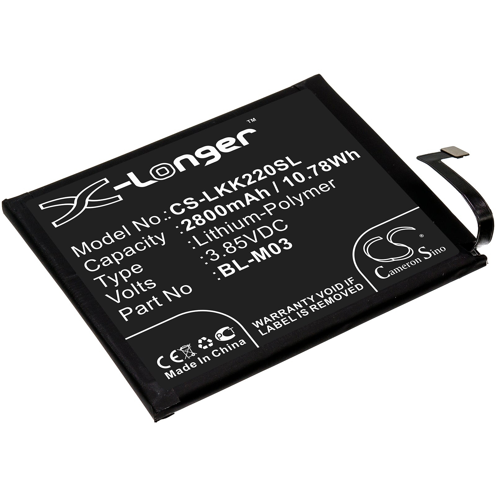 2800mAh Replacement Battery for LG K22 (2020), K22+, LMK200BMW - BL-M03 Compatible 3.85V Li-Polymer