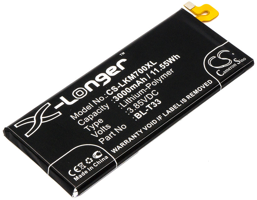 LG Q6 Replacement Battery: 3000mAh, M700N, M700A, Q6a - BL-T33, 3.85V Li-Polymer Power Cell