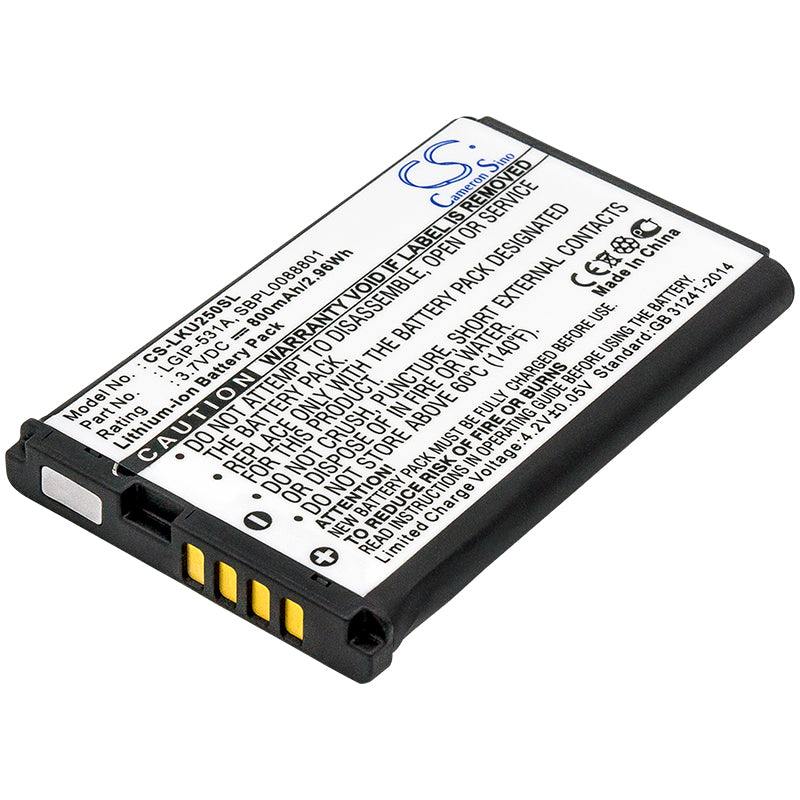 800mAh 3.7V Li-ion Replacement Battery for LG GB100, GB101, GB106, GM205, KX186 - Phone Battery Replacement